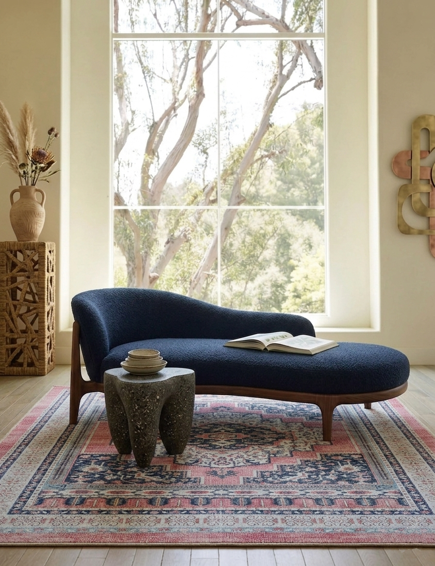 Uşak Blue Red Vintage Kilim Carpet