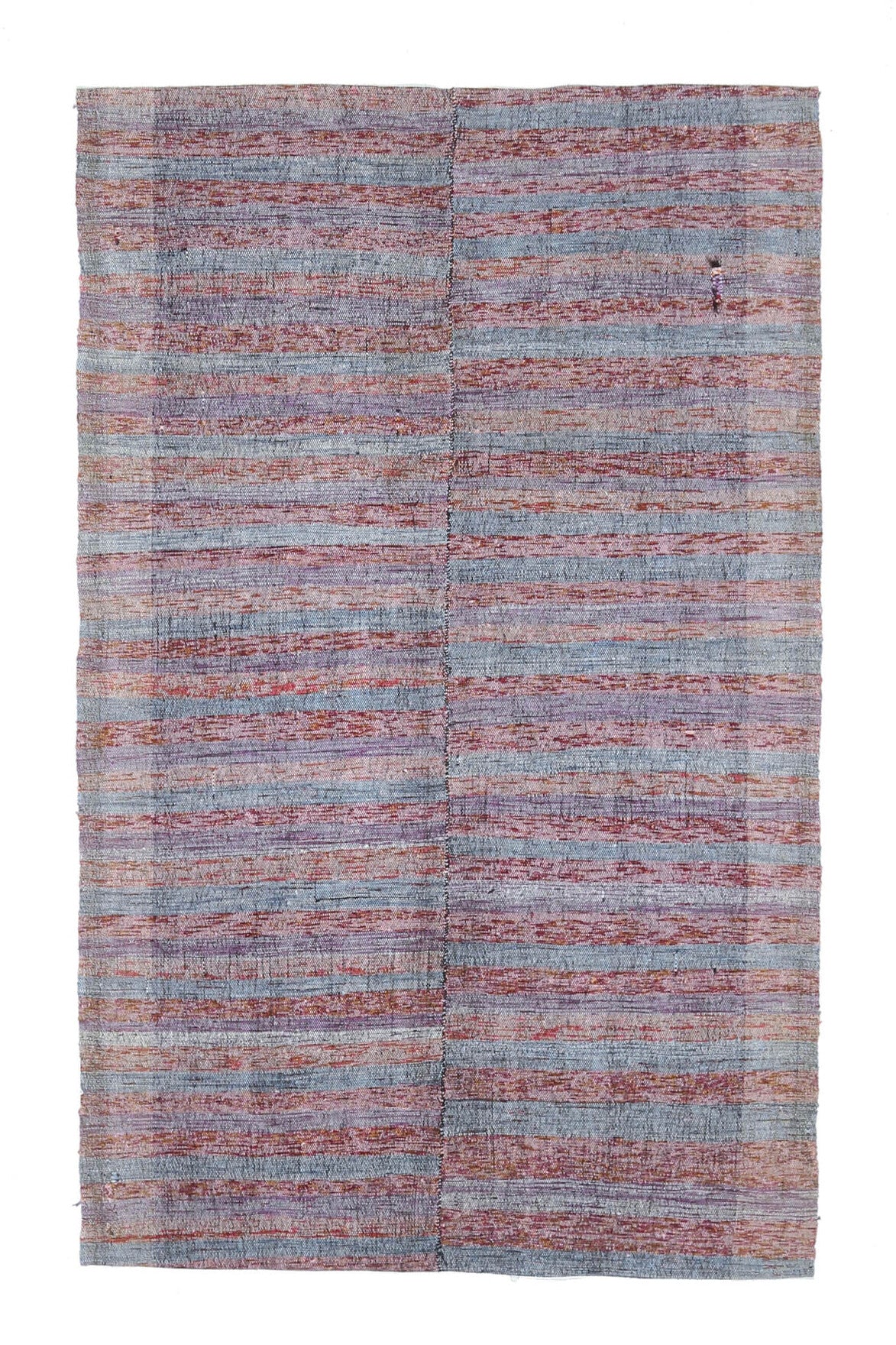 150x242 cm pembe, mor ve mavi çizgili el dokuma vintage kilim – üstten tam görünüm