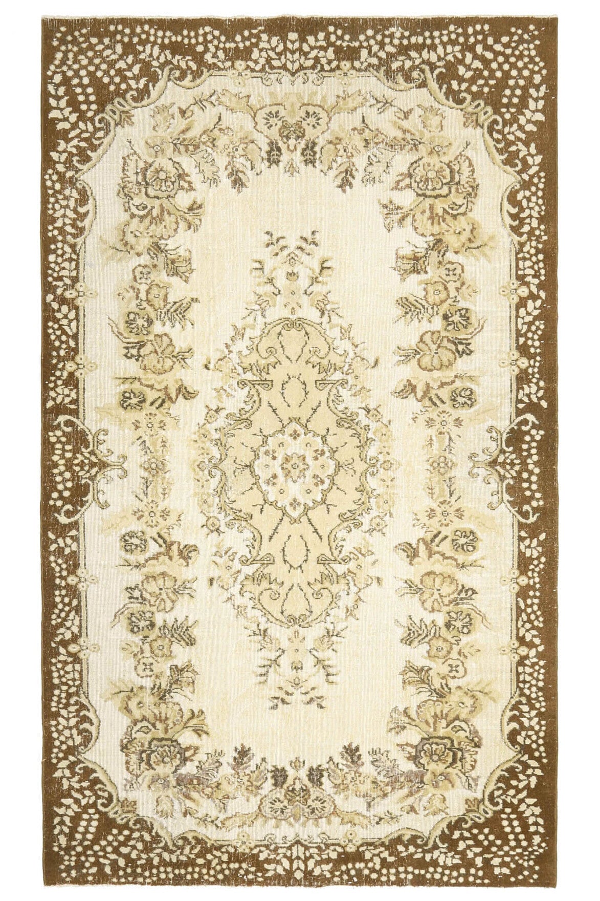 El yapımı vintage halı 178x302 cm oryantal desenli yün - detay görünümü