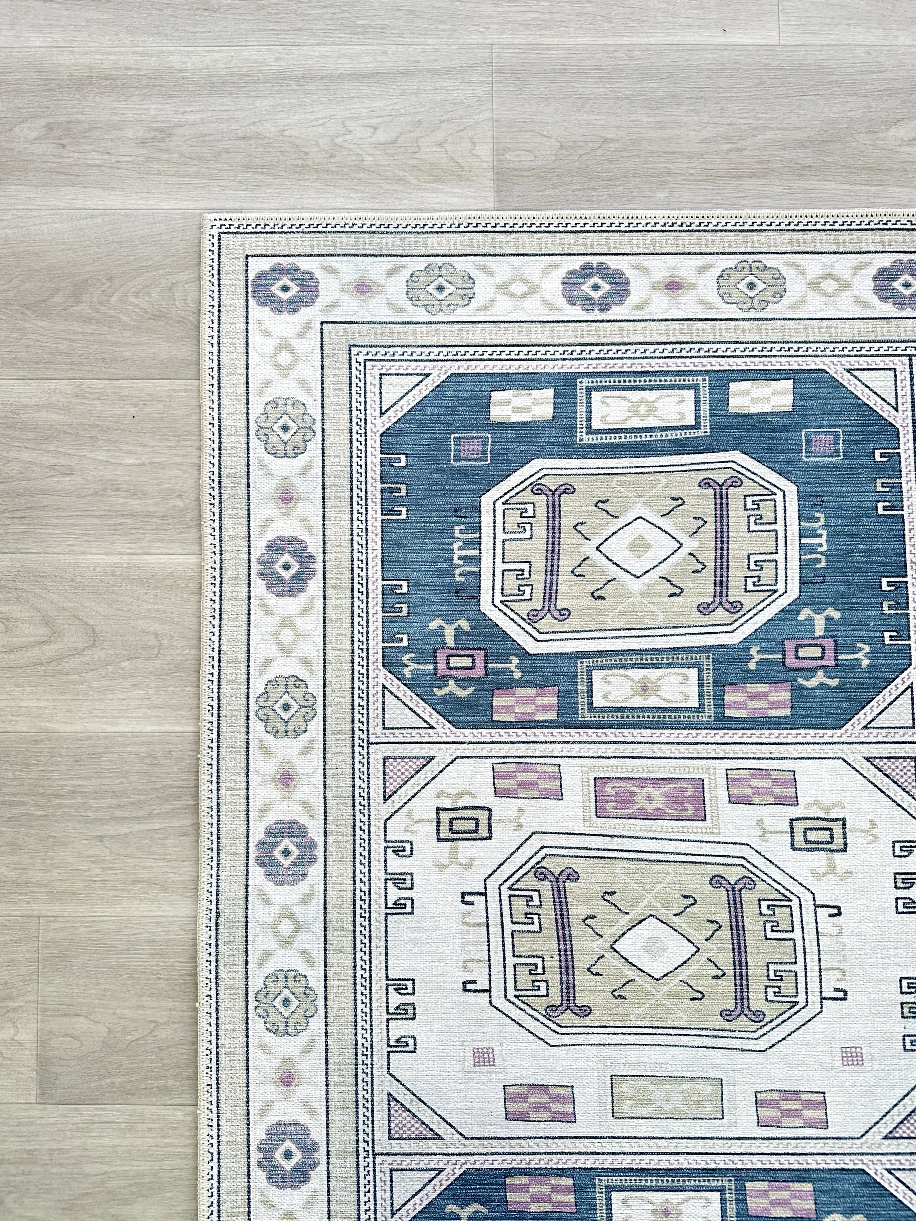 Uşak Blue Red Vintage Kilim Carpet