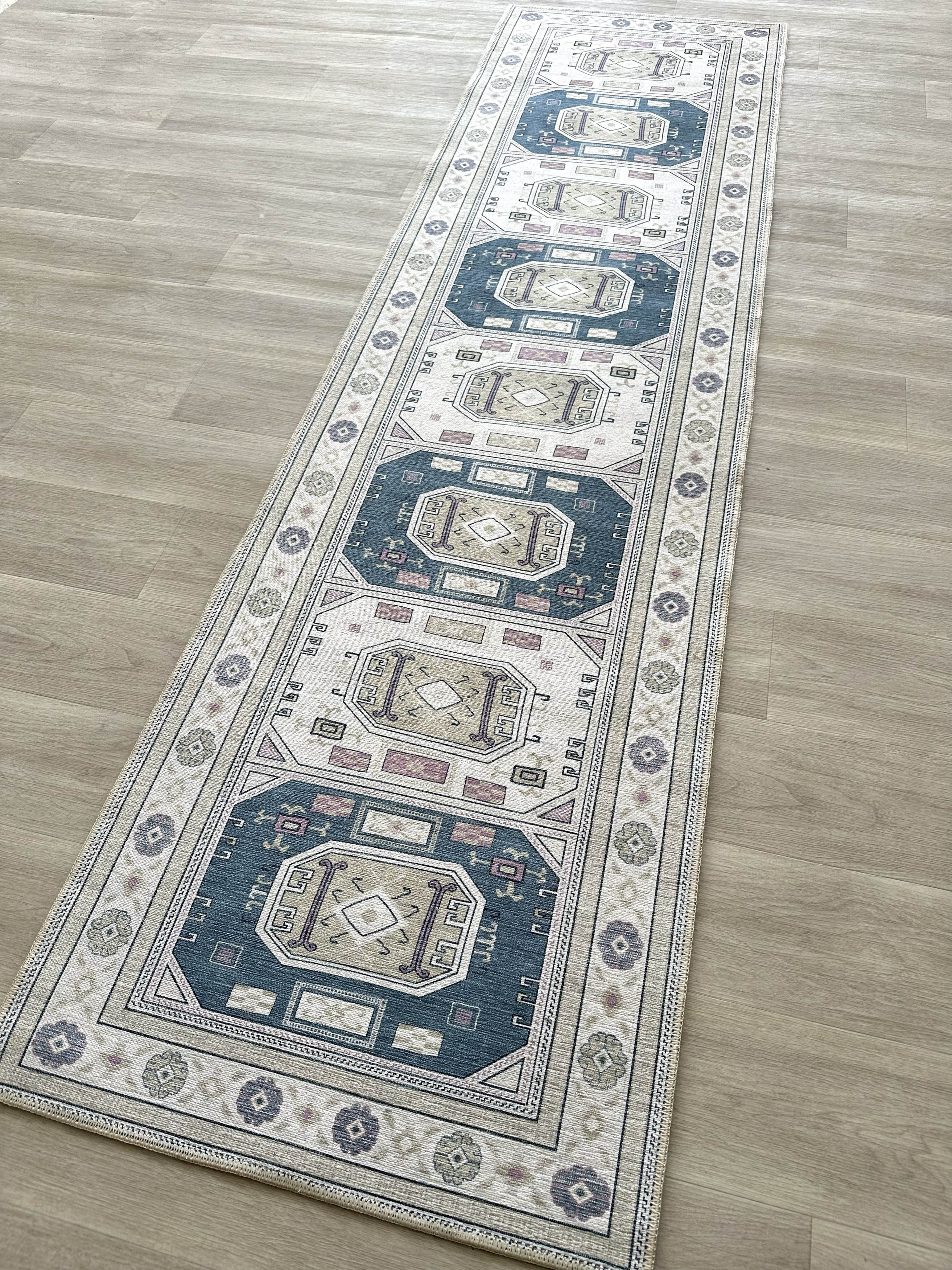 Uşak Blue Red Vintage Kilim Carpet