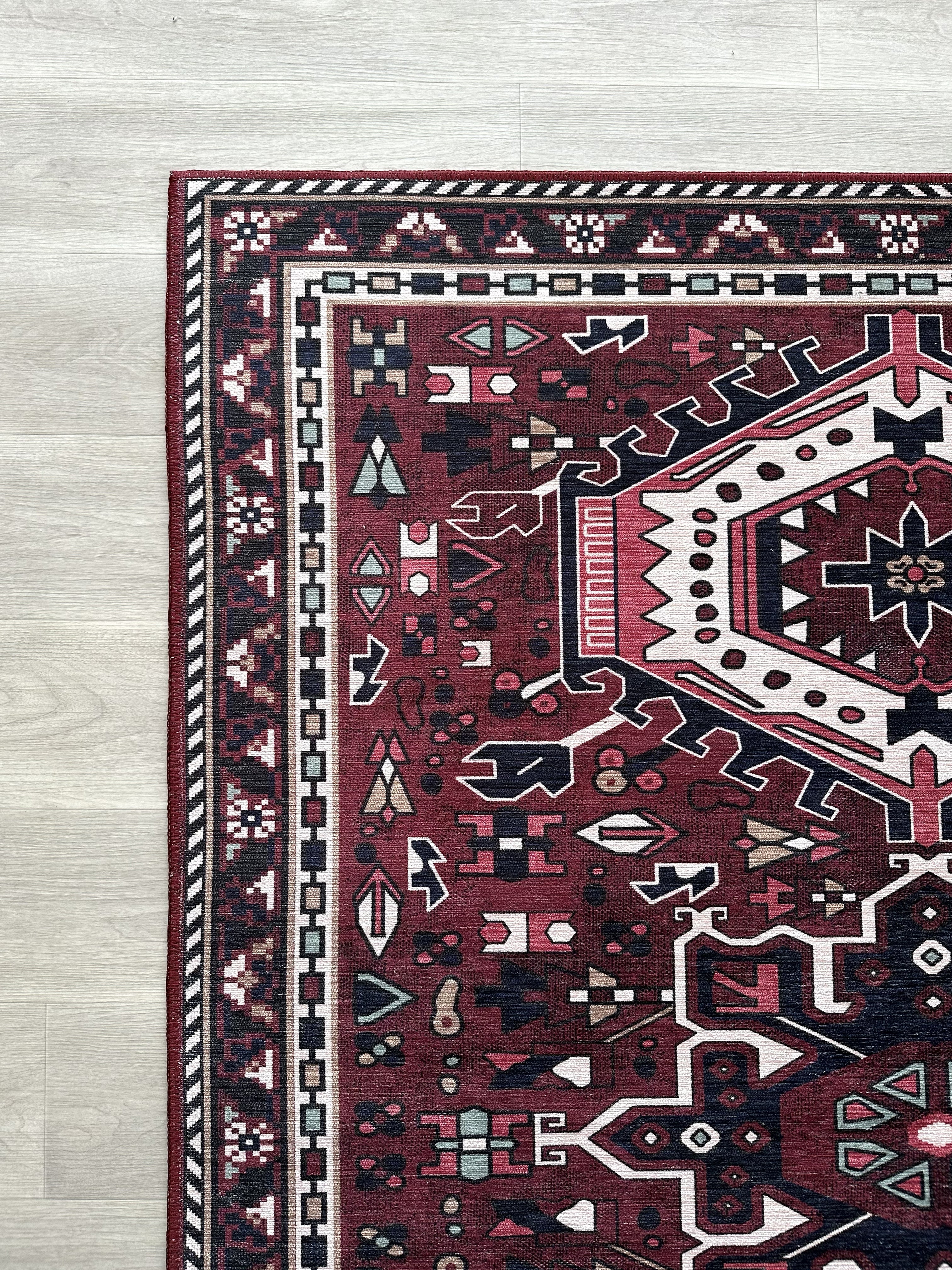 Uşak Blue Red Vintage Kilim Carpet