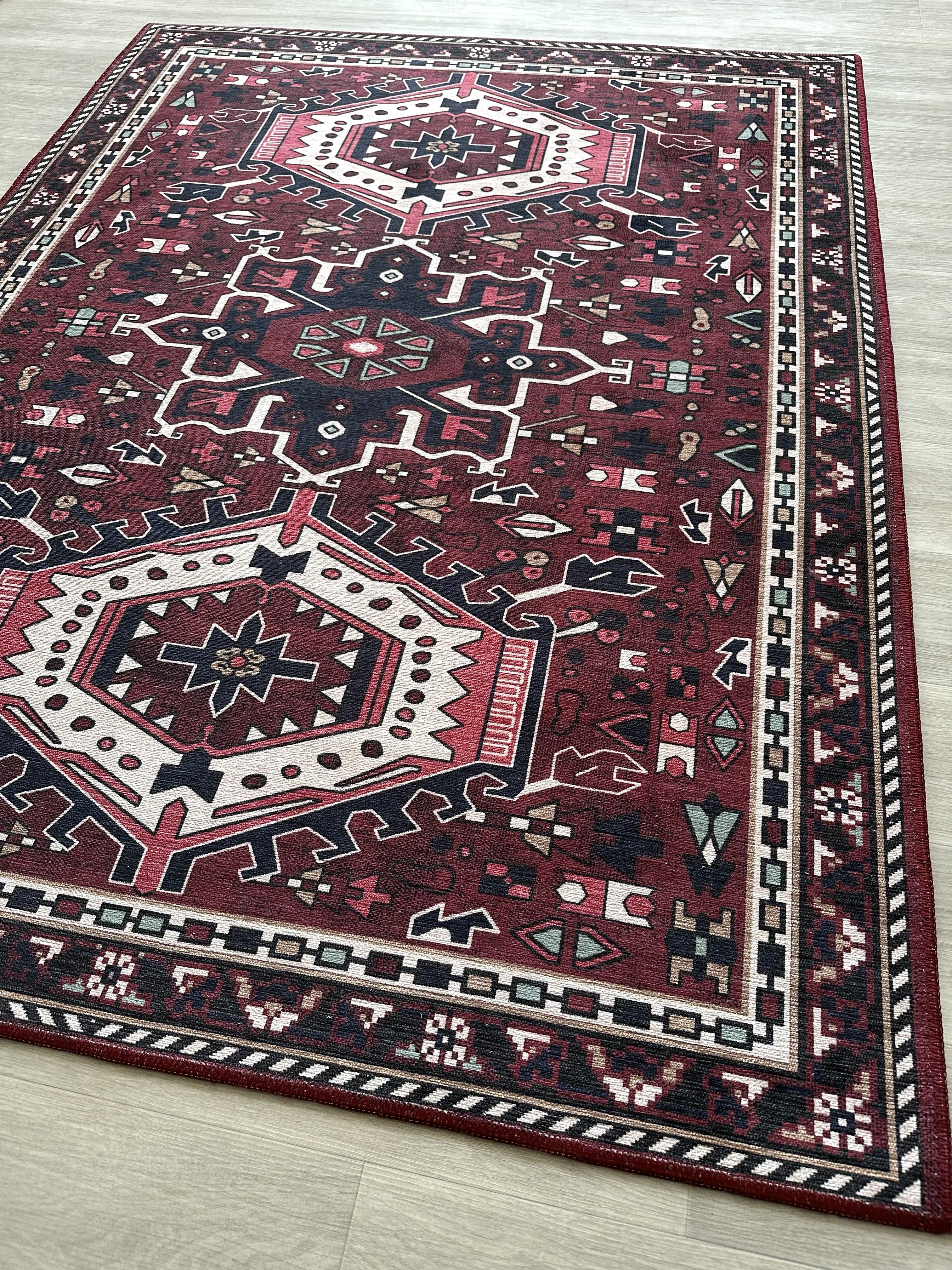 Uşak Blue Red Vintage Kilim Carpet