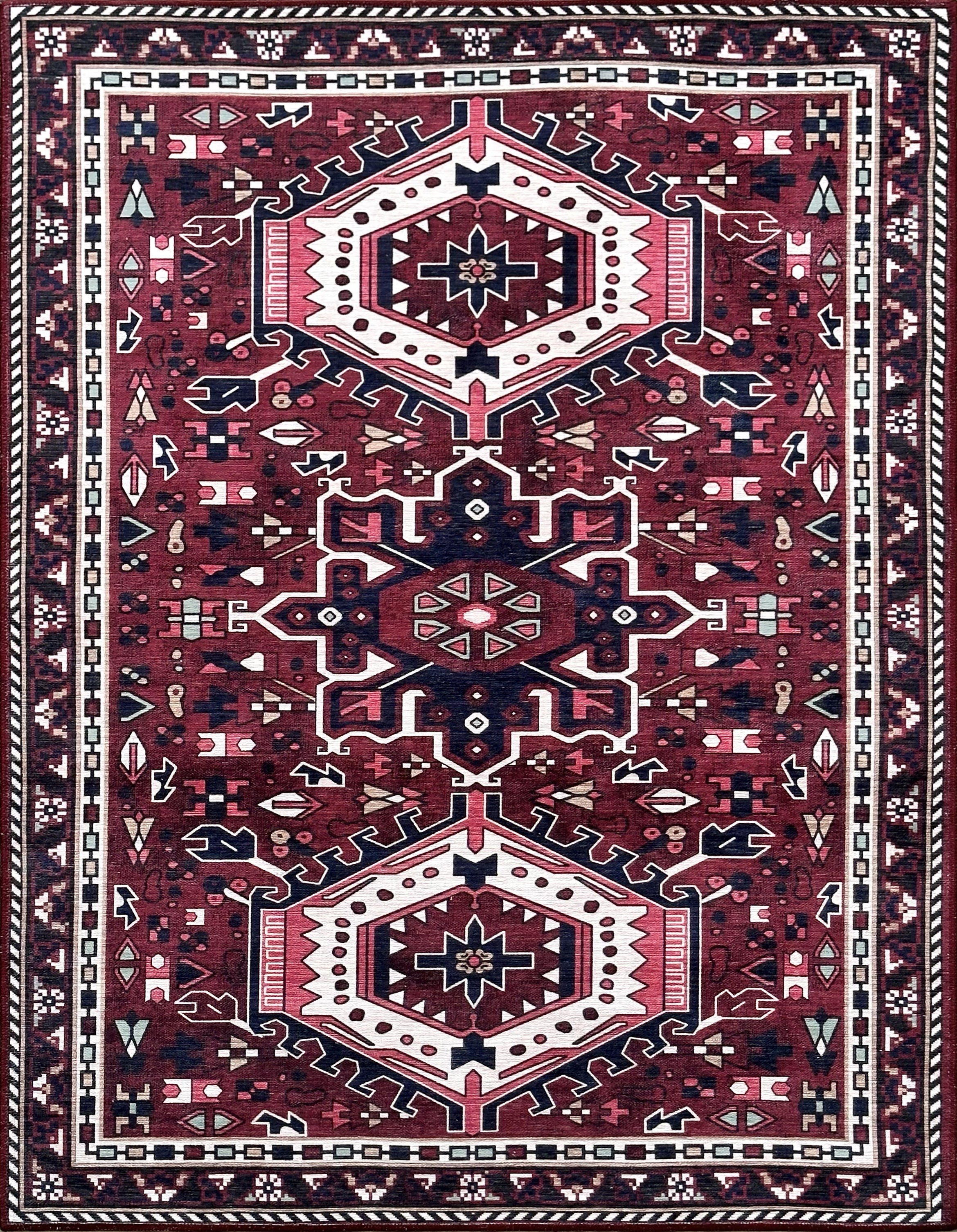 Uşak Blue Red Vintage Kilim Carpet