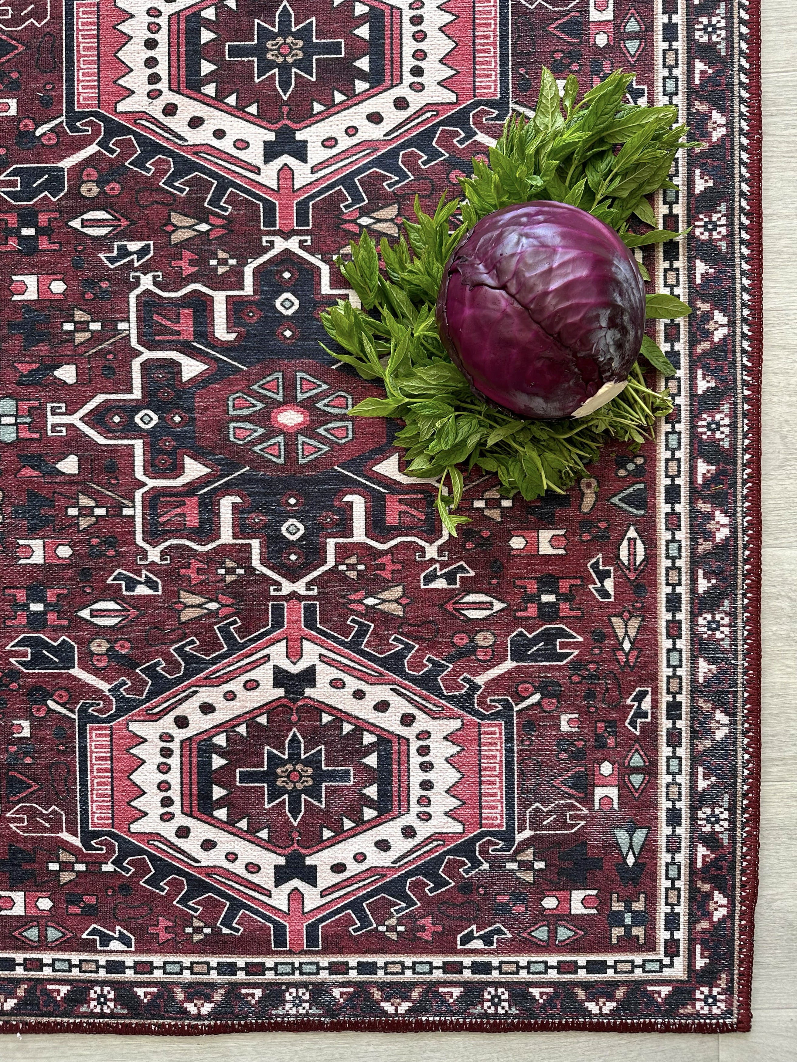 Uşak Blue Red Vintage Kilim Carpet