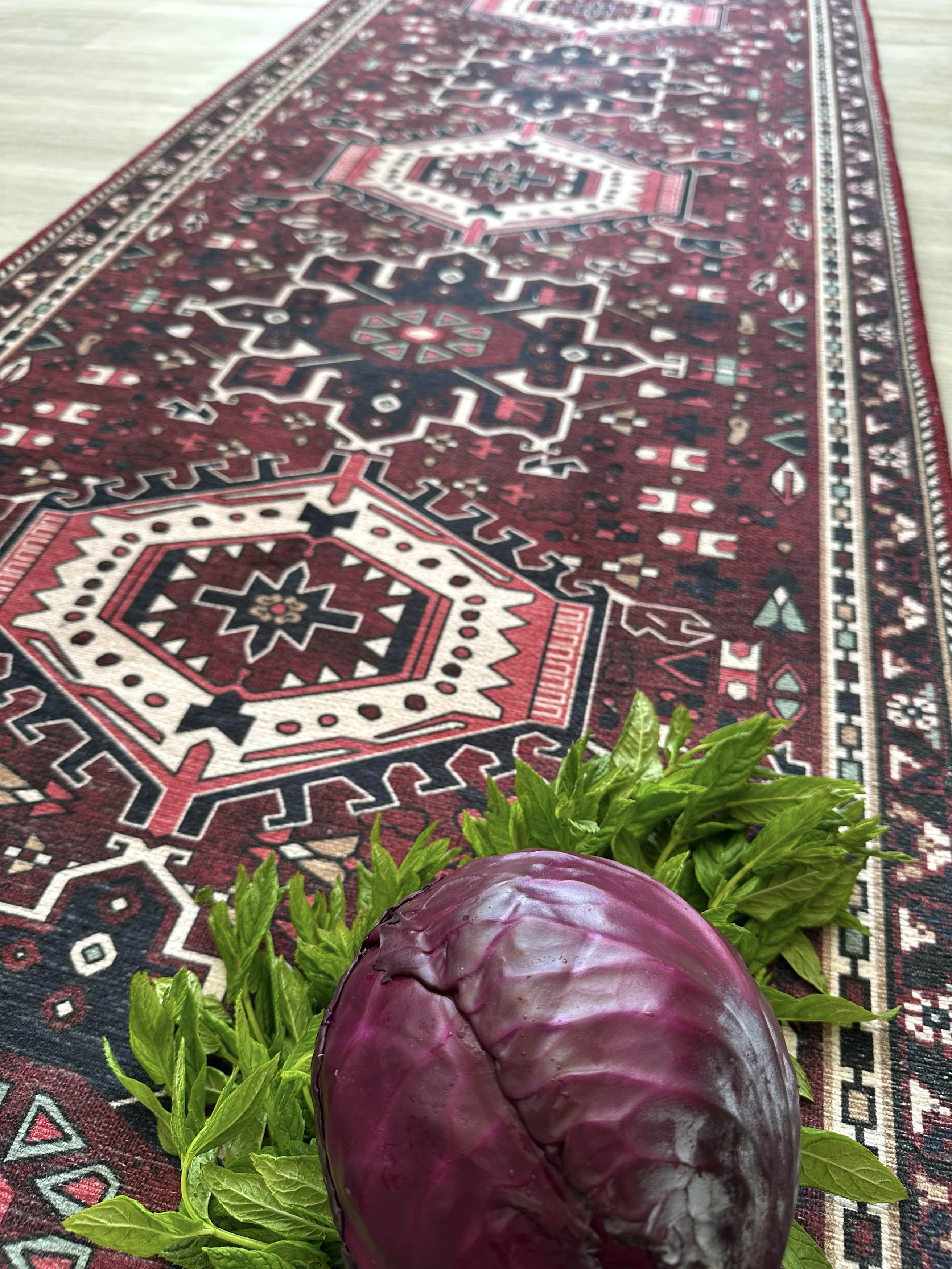 Uşak Blue Red Vintage Kilim Carpet