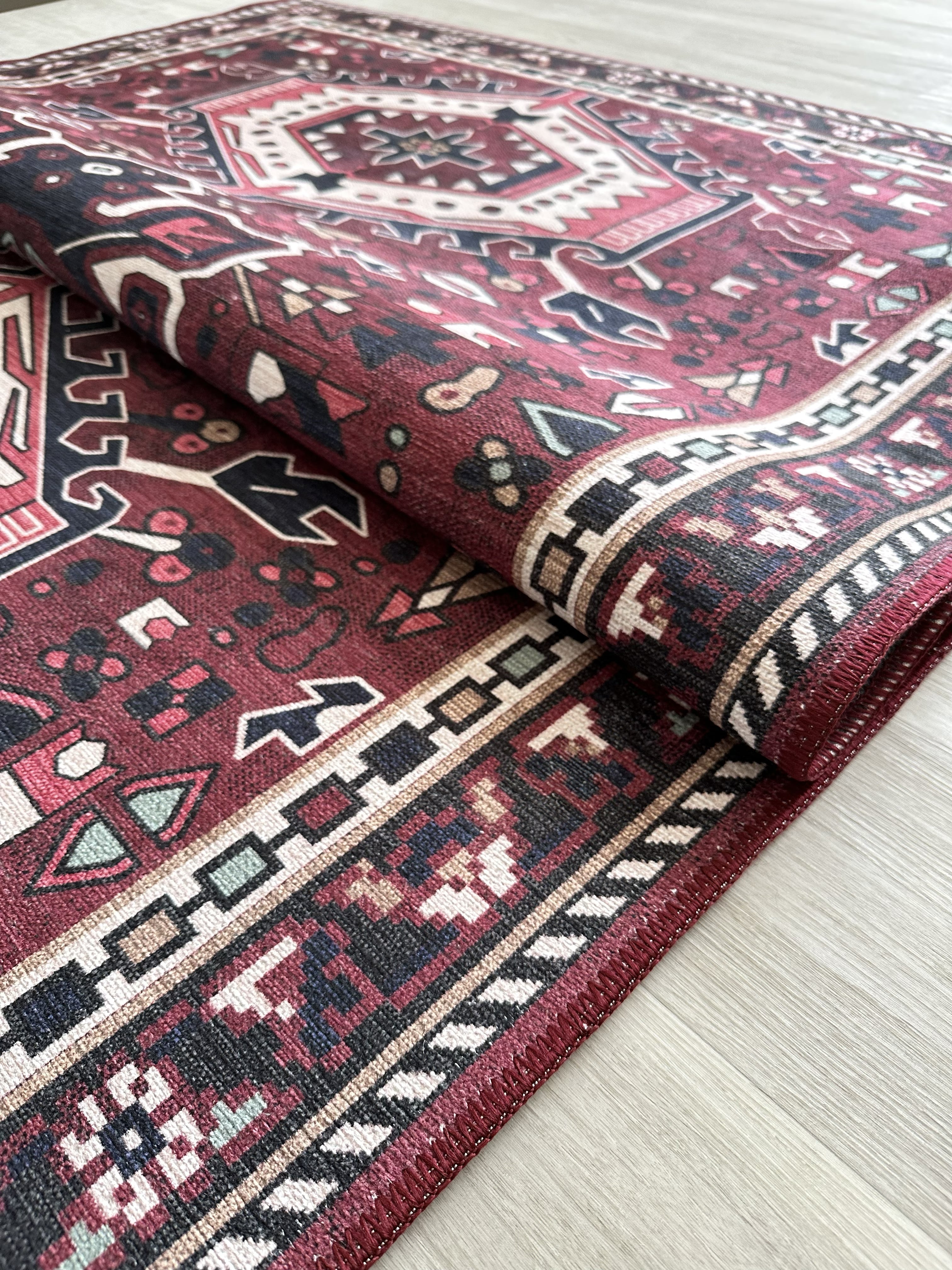 Uşak Blue Red Vintage Kilim Carpet