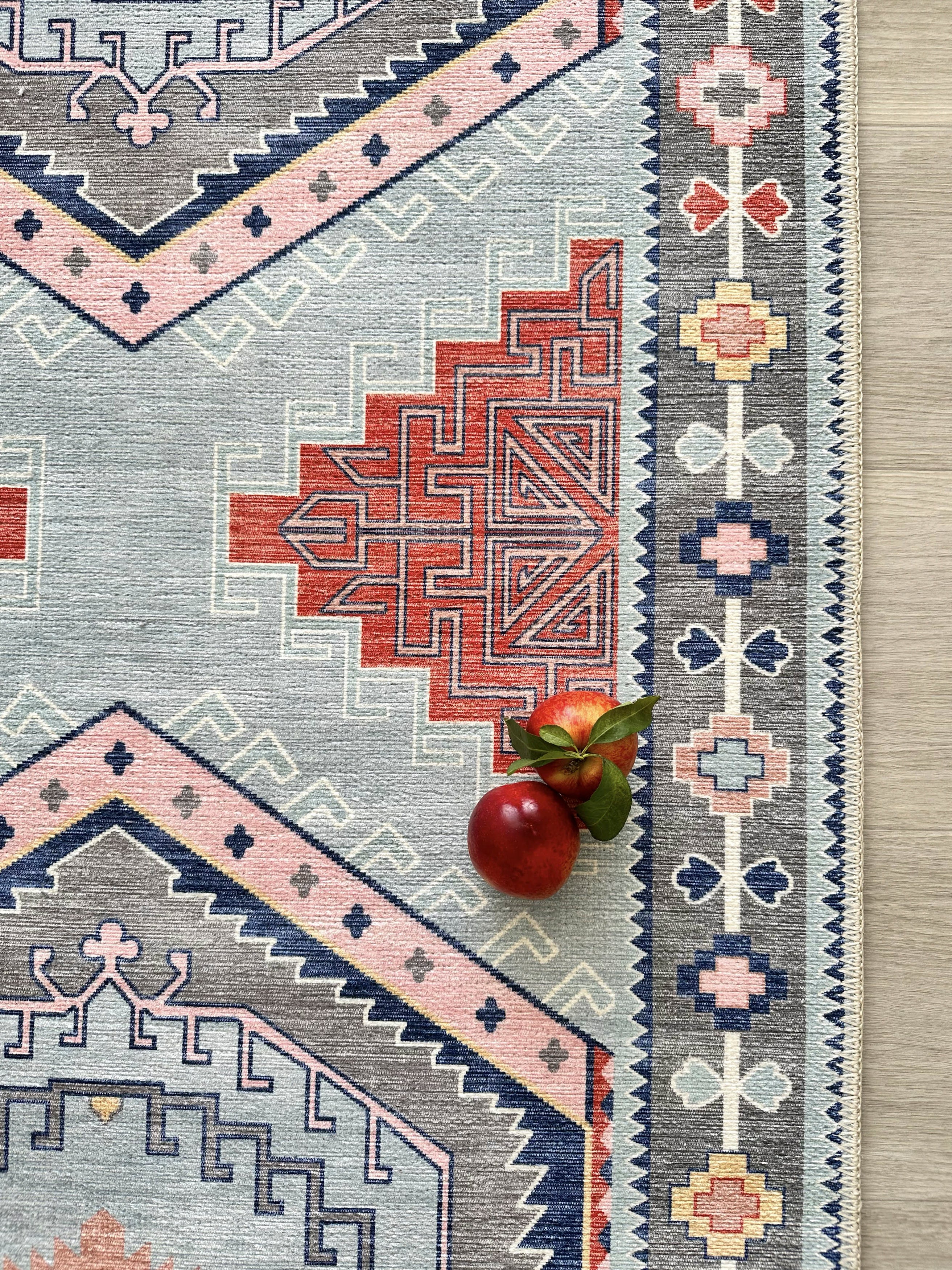 Uşak Blue Red Vintage Kilim Carpet