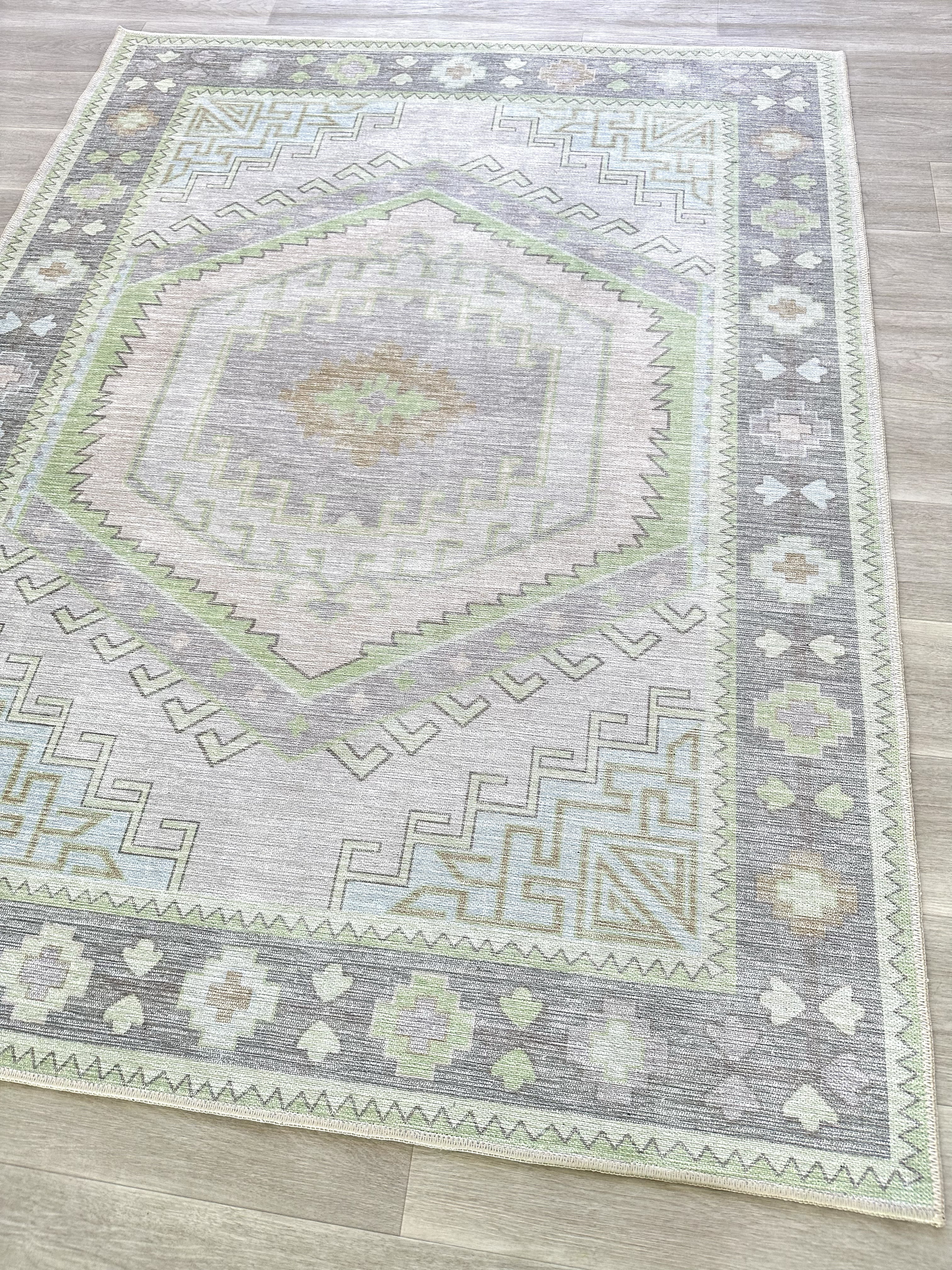 Uşak Blue Red Vintage Kilim Carpet