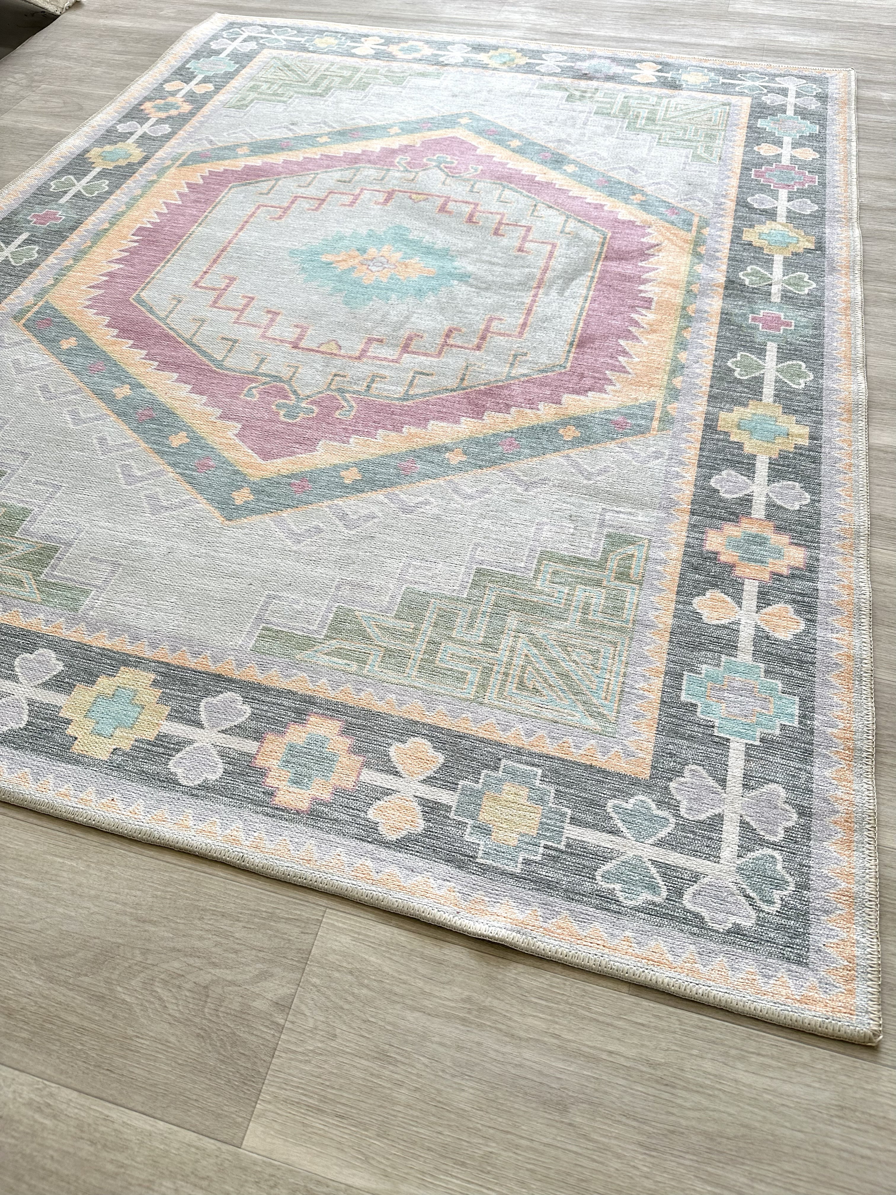 Uşak Blue Red Vintage Kilim Carpet