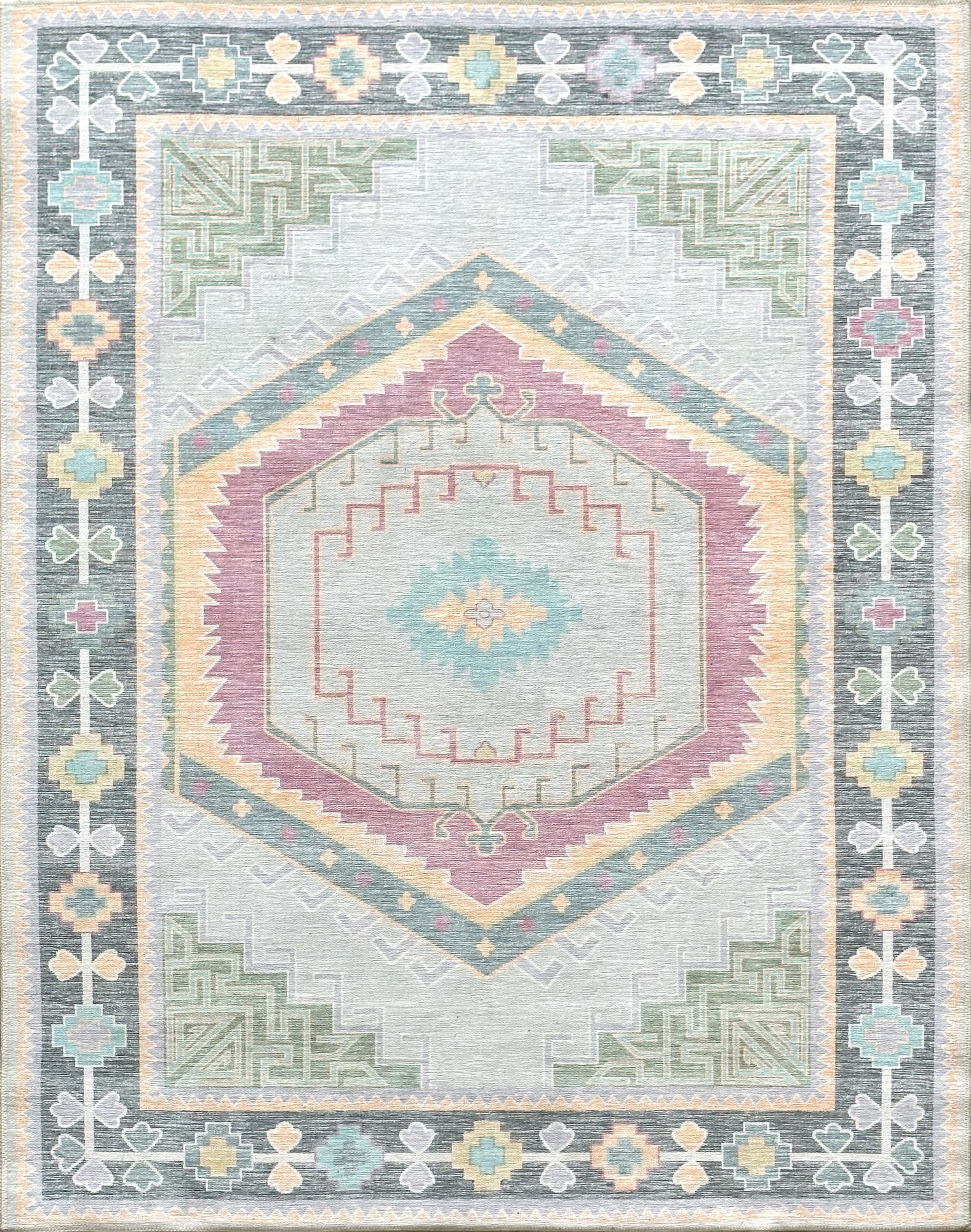 Uşak Blue Red Vintage Kilim Carpet