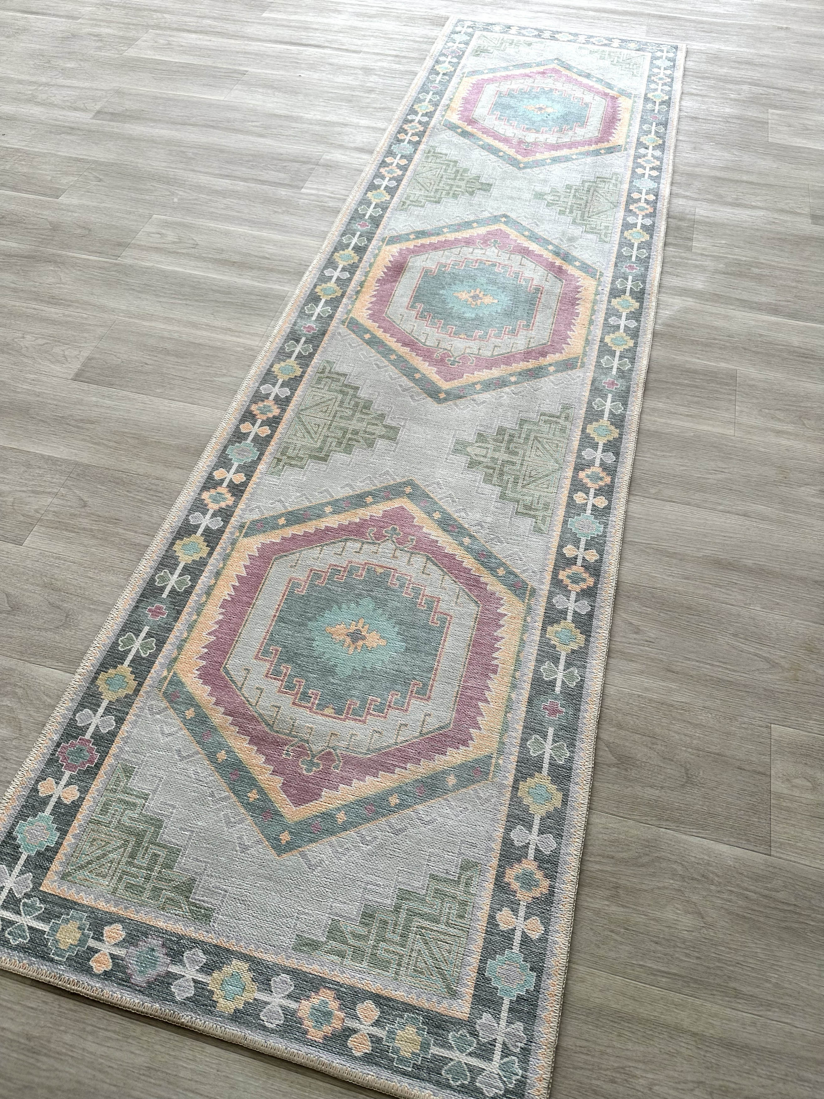 Uşak Blue Red Vintage Kilim Carpet