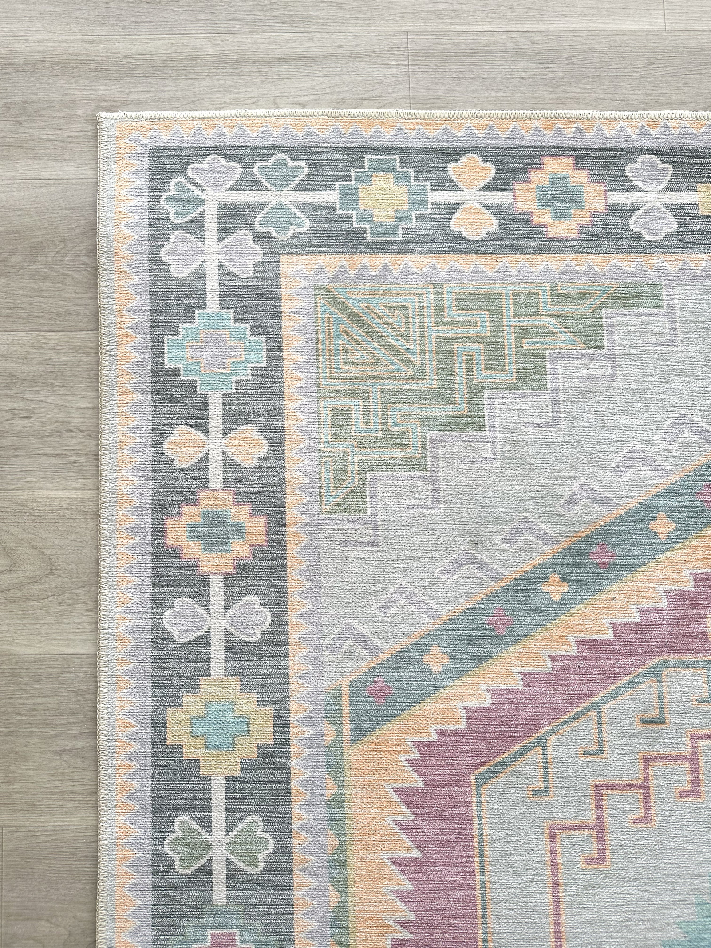 Uşak Blue Red Vintage Kilim Carpet