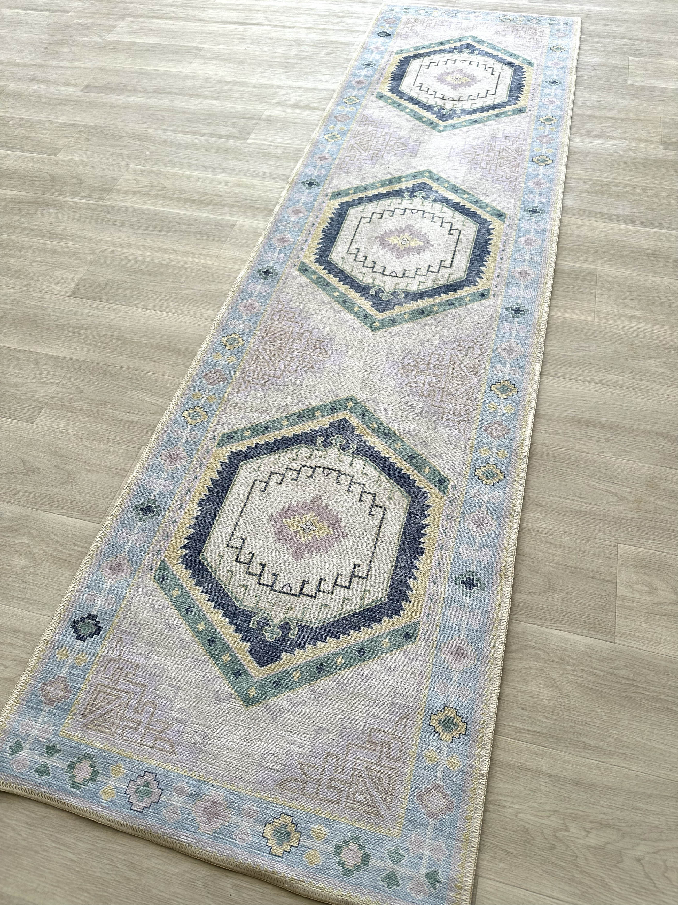 Uşak Blue Red Vintage Kilim Carpet