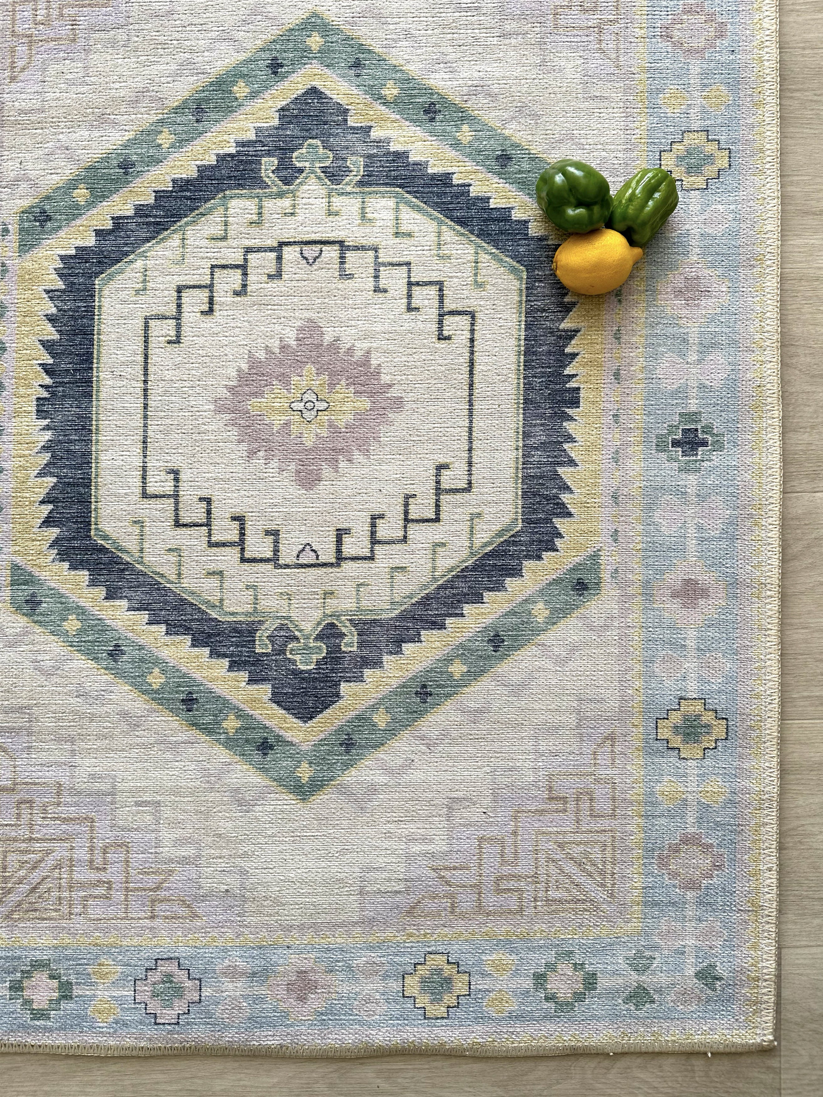 Uşak Blue Red Vintage Kilim Carpet