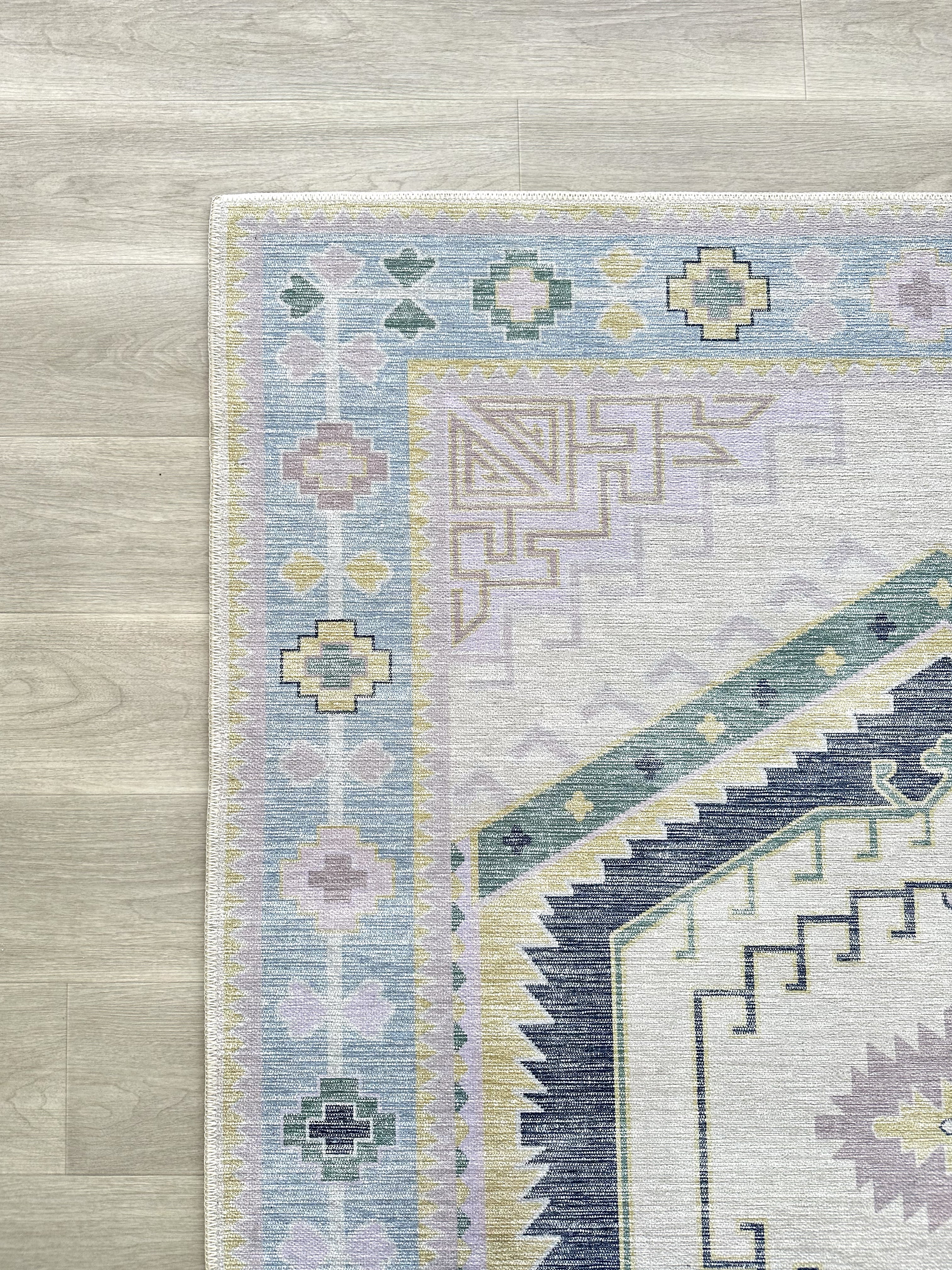 Uşak Blue Red Vintage Kilim Carpet