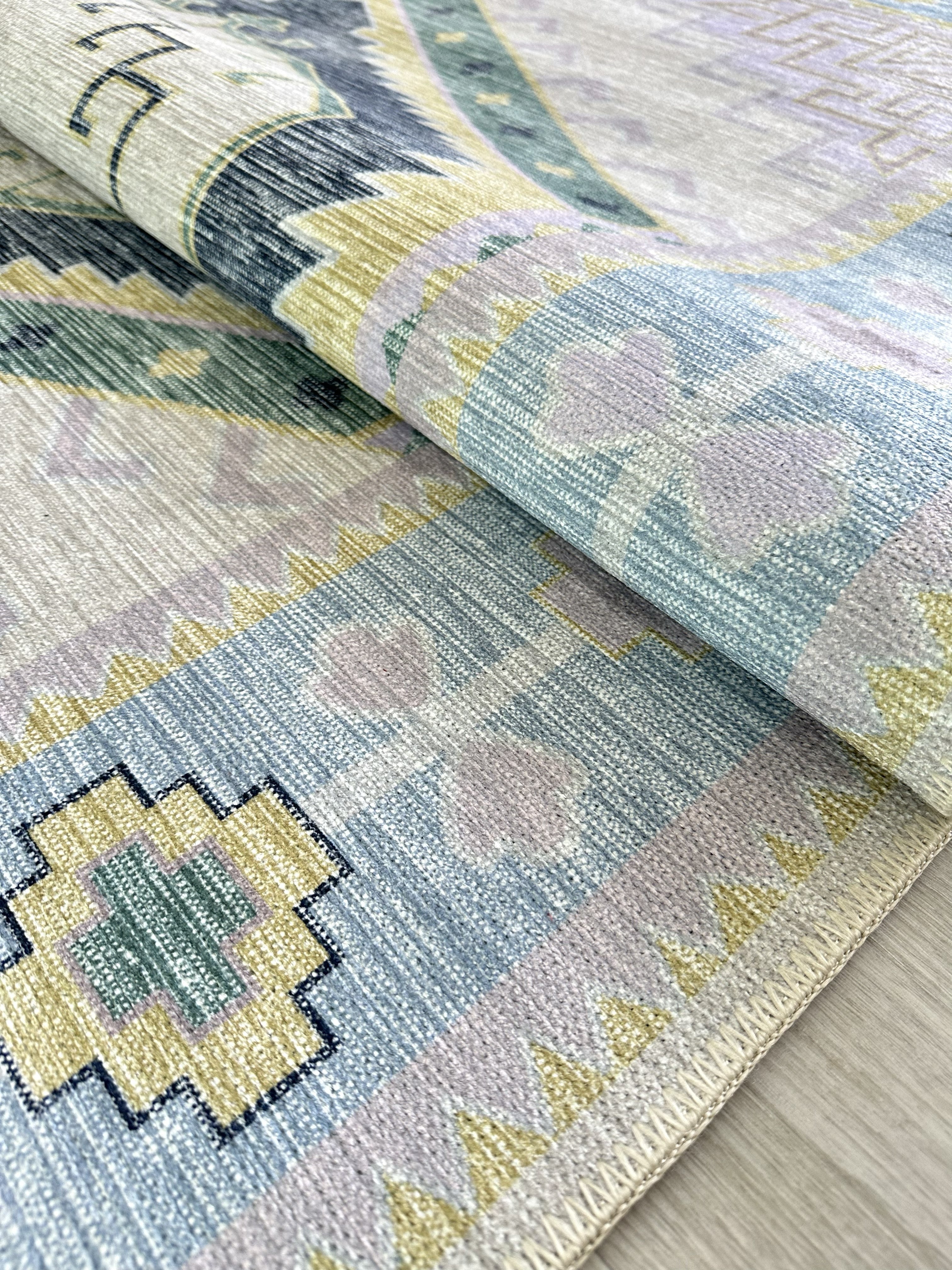Uşak Blue Red Vintage Kilim Carpet