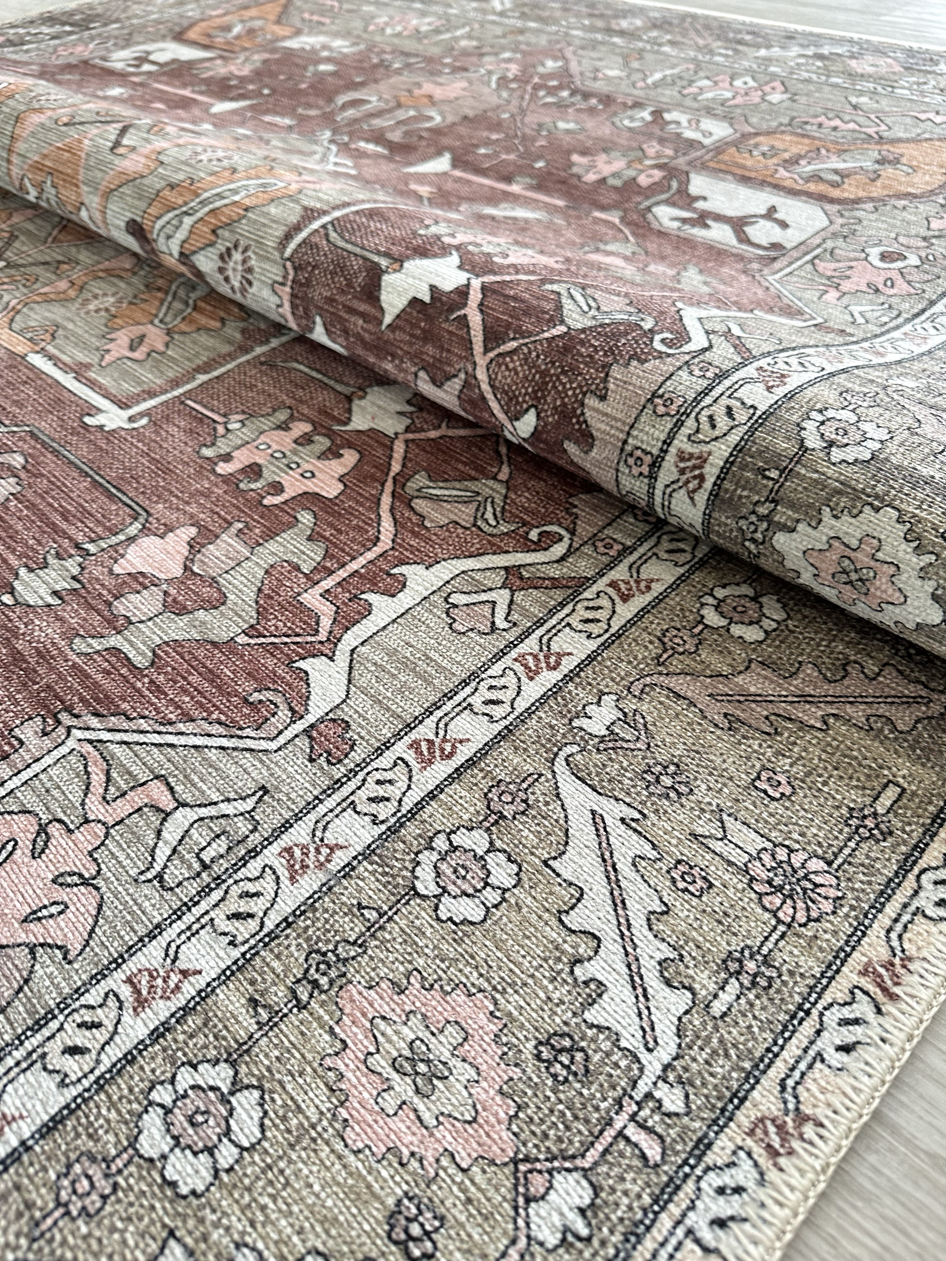 Uşak Blue Red Vintage Kilim Carpet