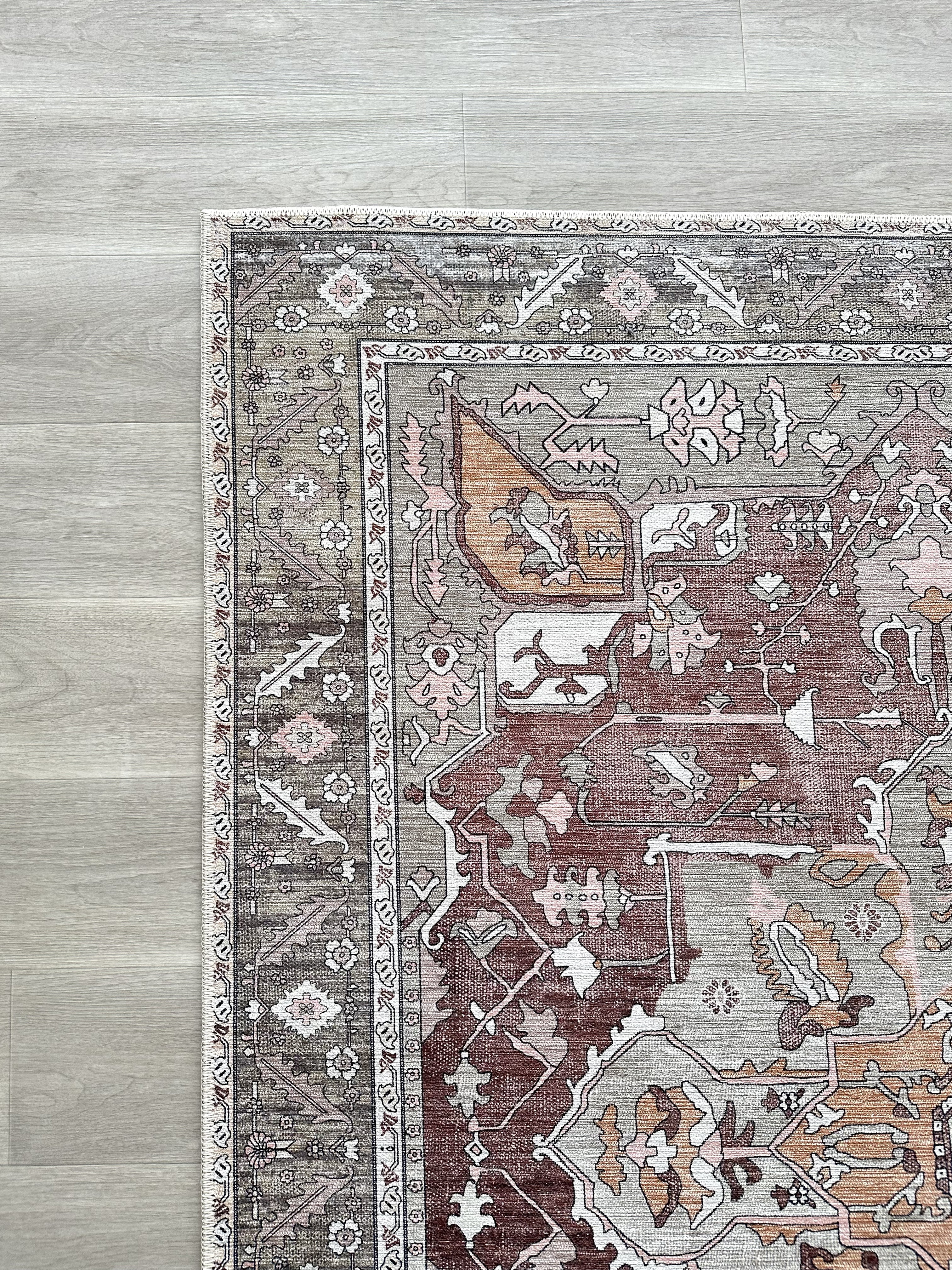 Uşak Blue Red Vintage Kilim Carpet