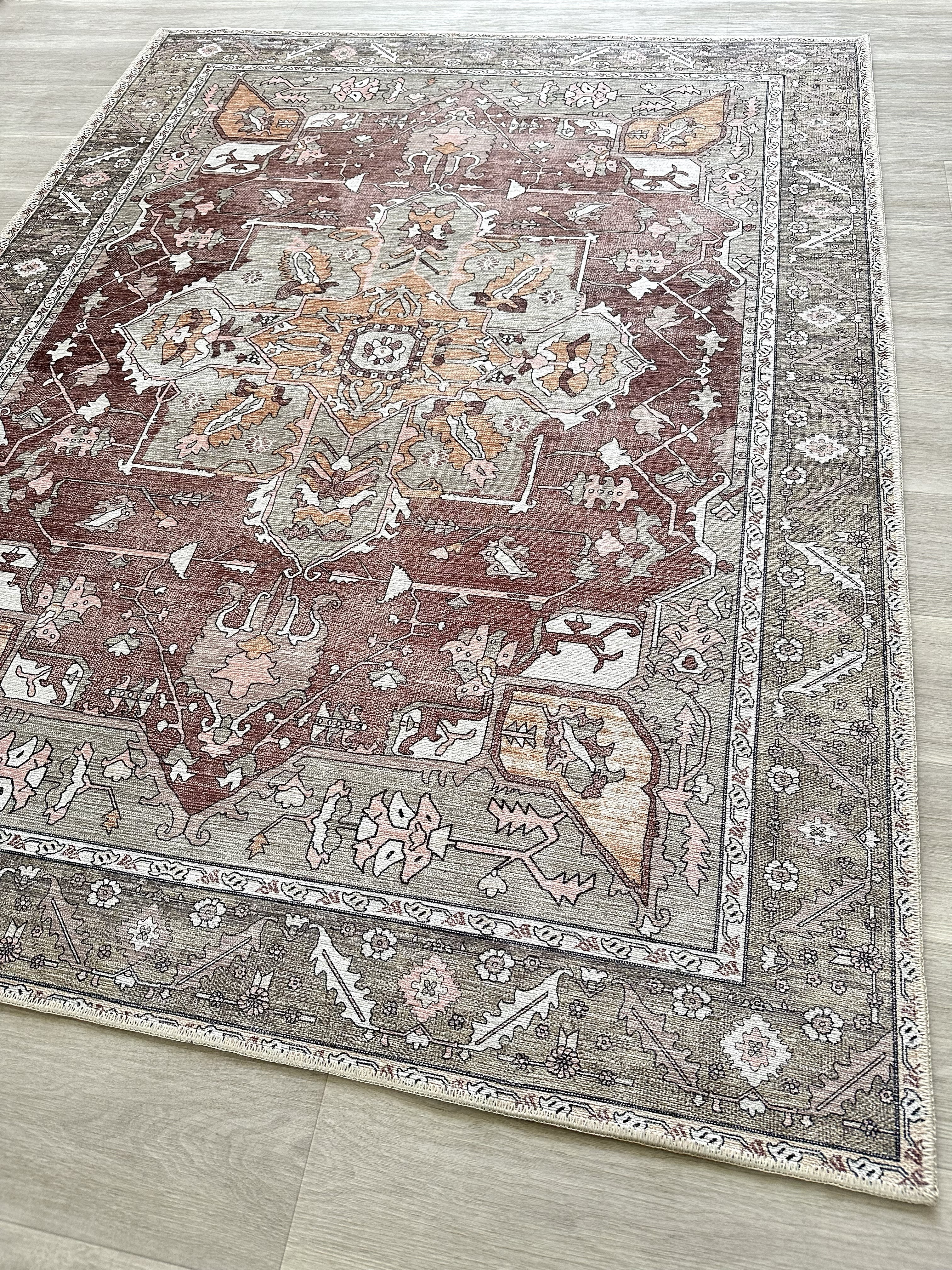 Uşak Blue Red Vintage Kilim Carpet