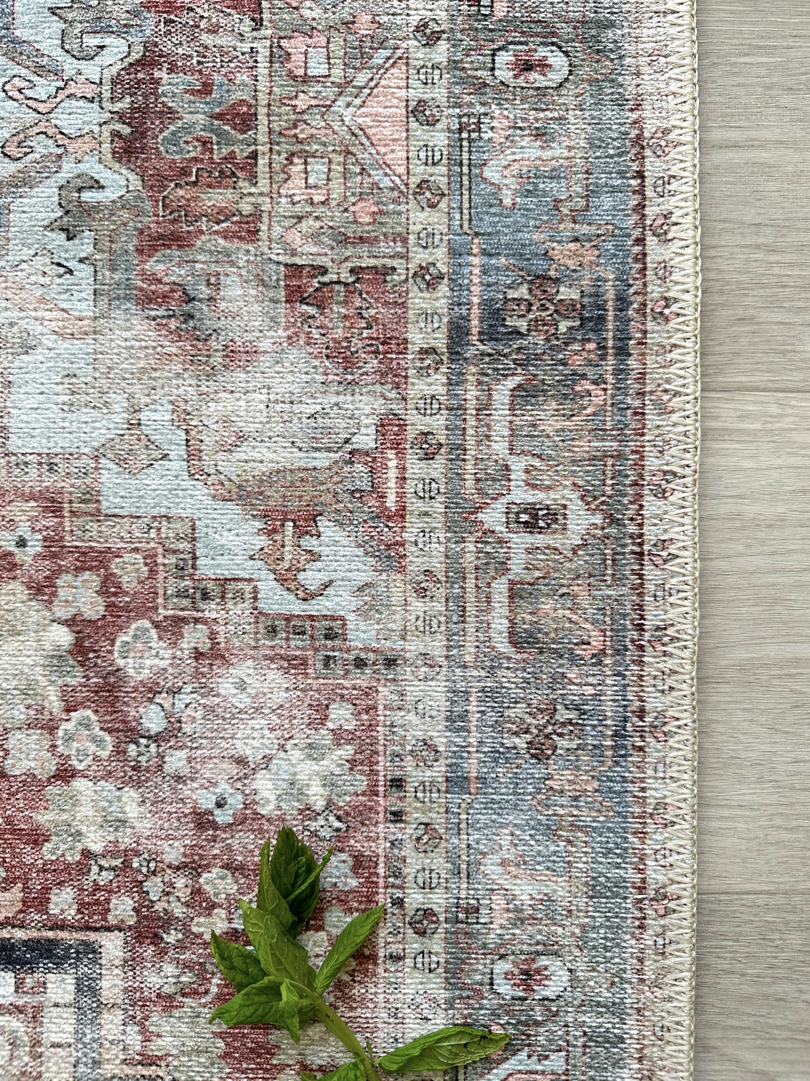 Uşak Blue Red Vintage Kilim Carpet
