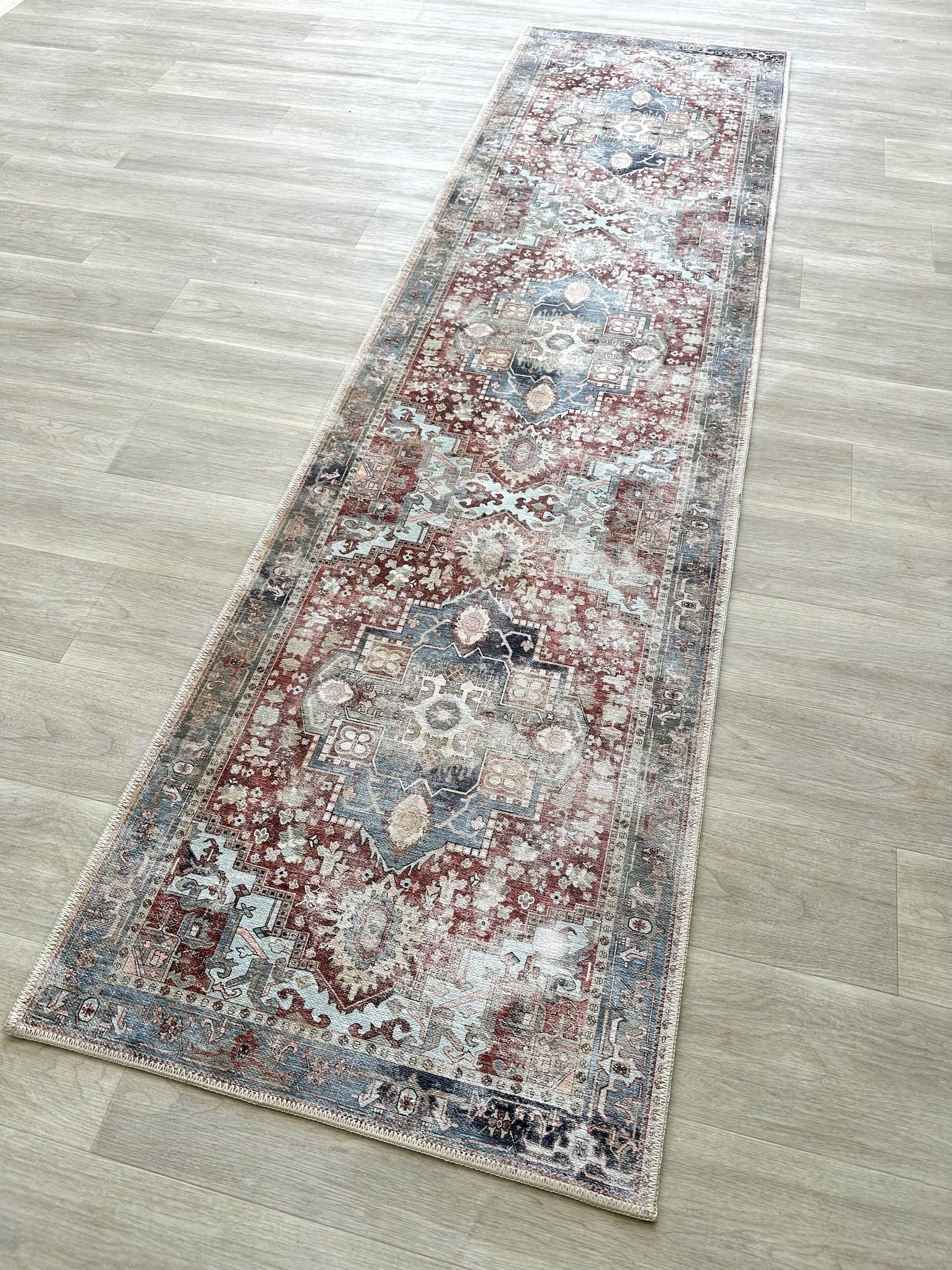 Uşak Blue Red Vintage Kilim Carpet
