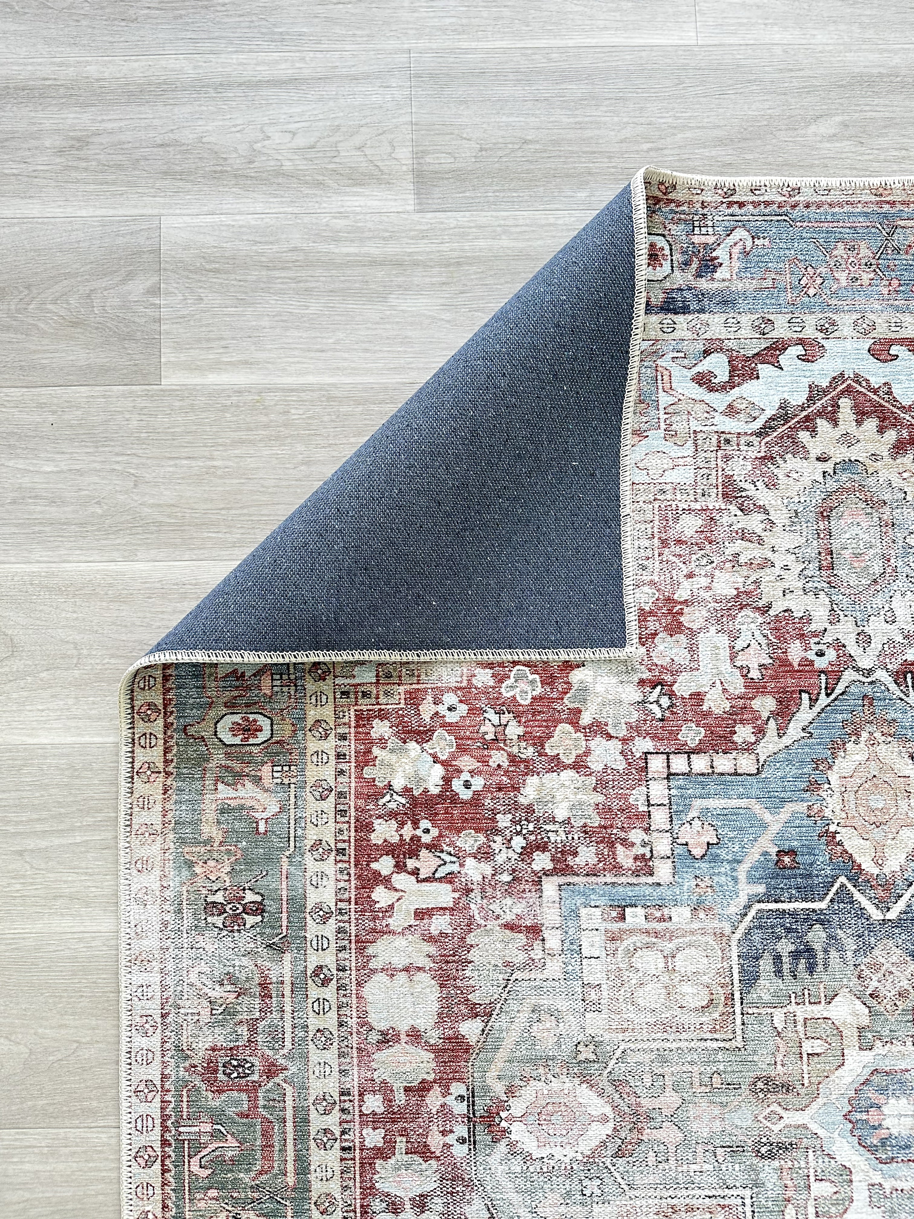 Uşak Blue Red Vintage Kilim Carpet