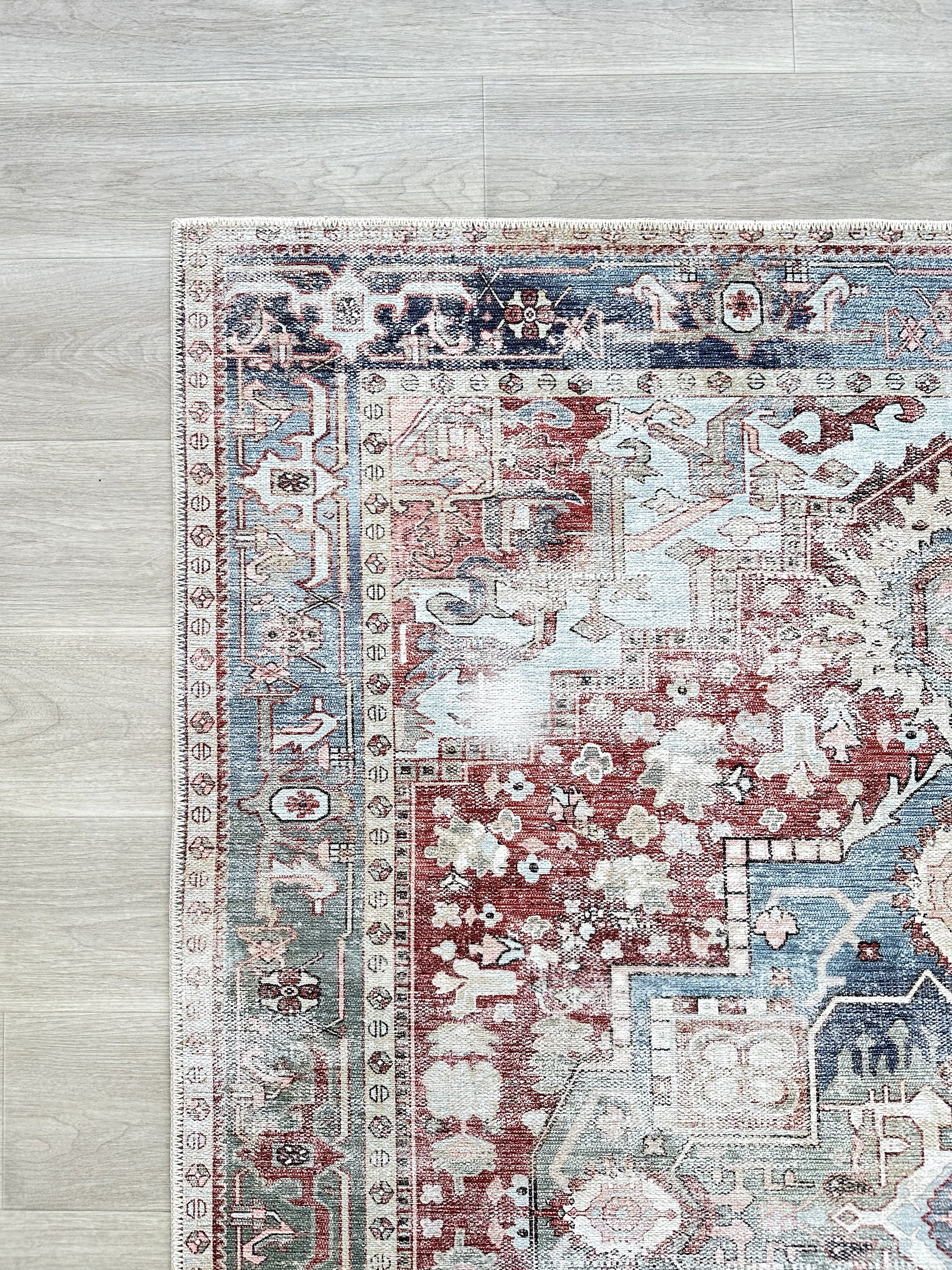Uşak Blue Red Vintage Kilim Carpet