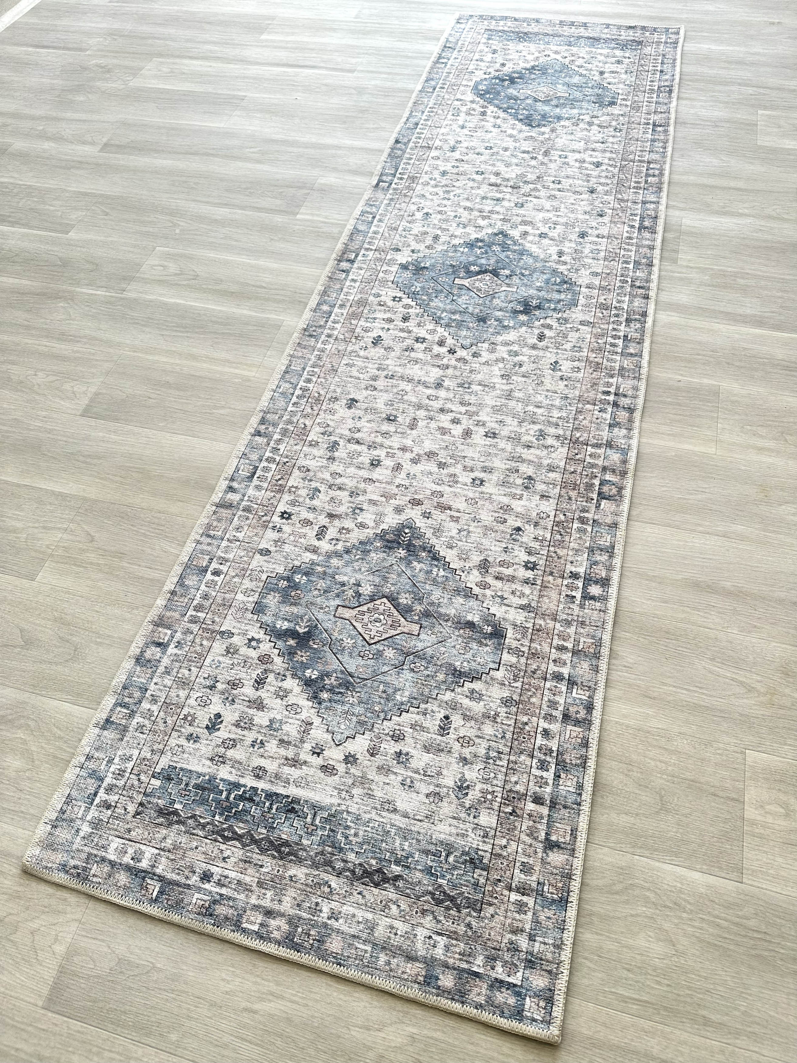 Uşak Blue Red Vintage Kilim Carpet