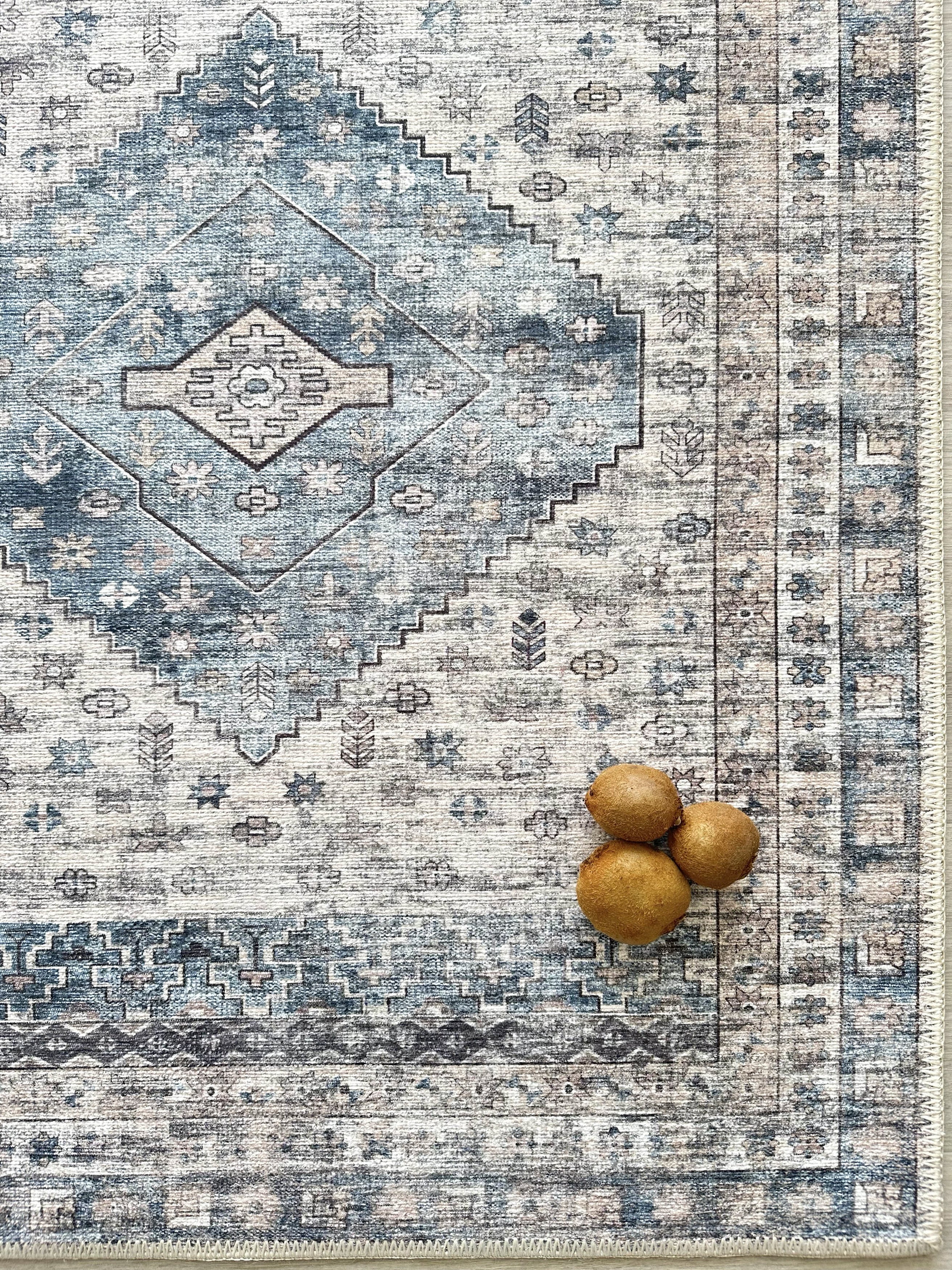 Uşak Blue Red Vintage Kilim Carpet