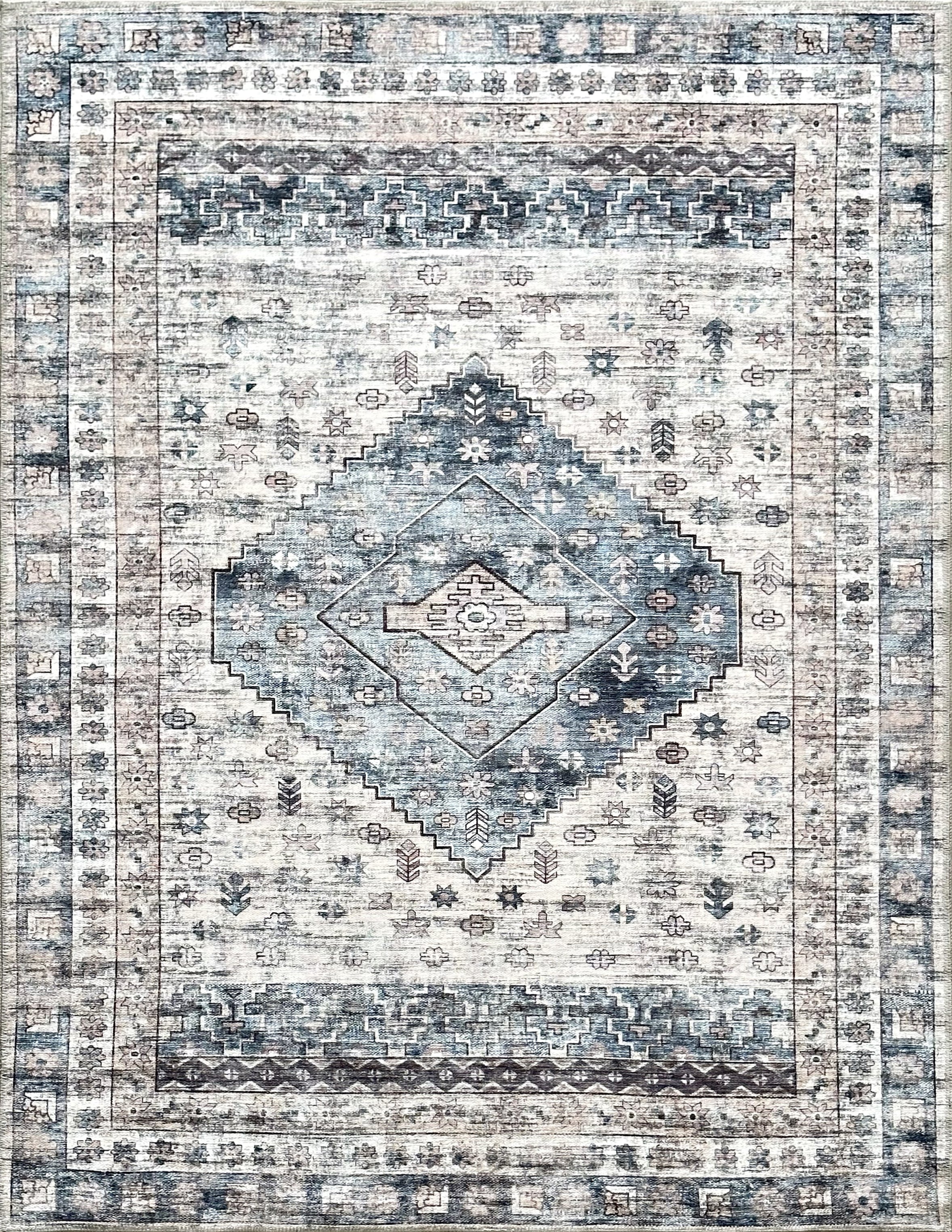 Uşak Blue Red Vintage Kilim Carpet