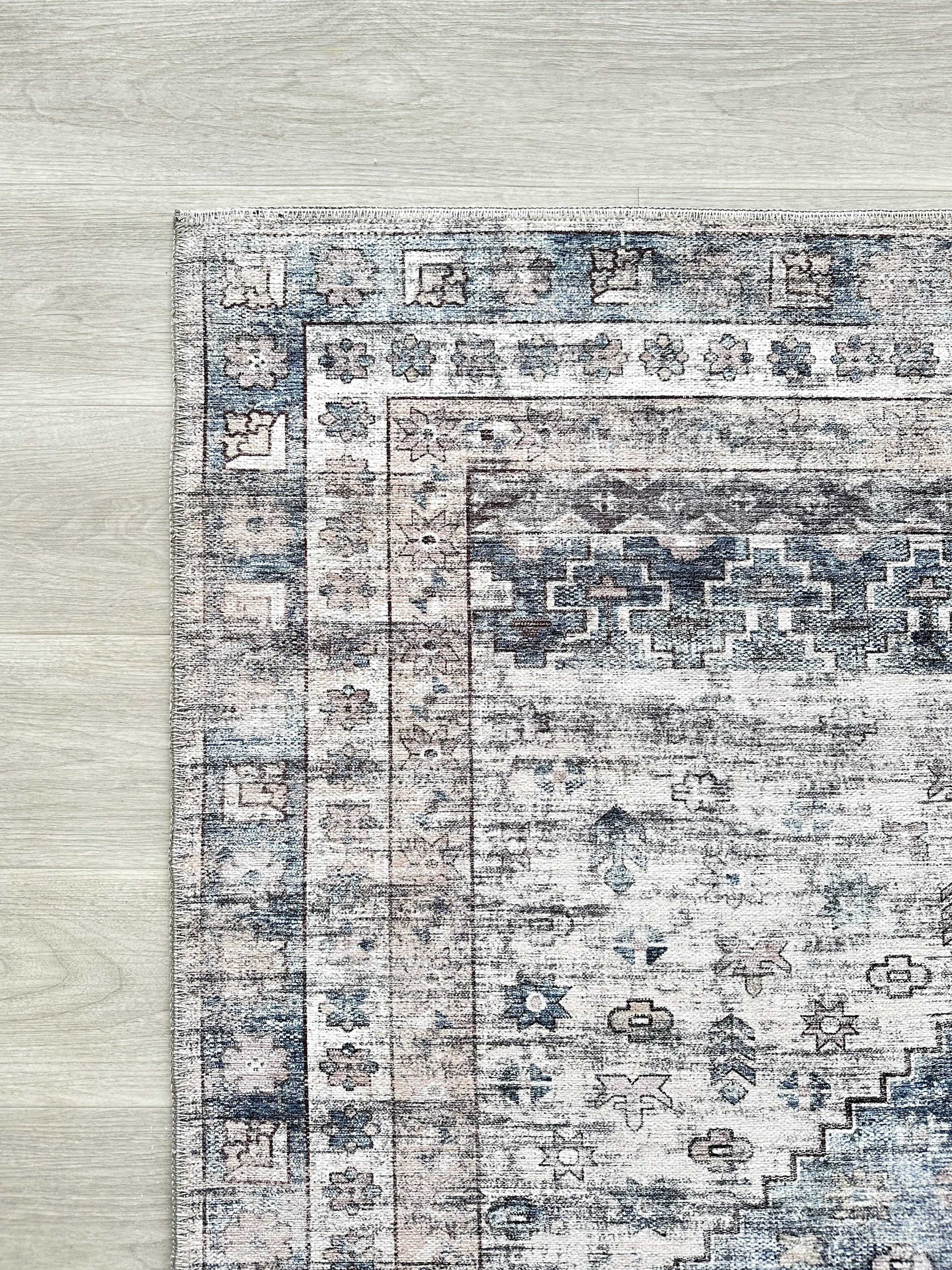 Uşak Blue Red Vintage Kilim Carpet