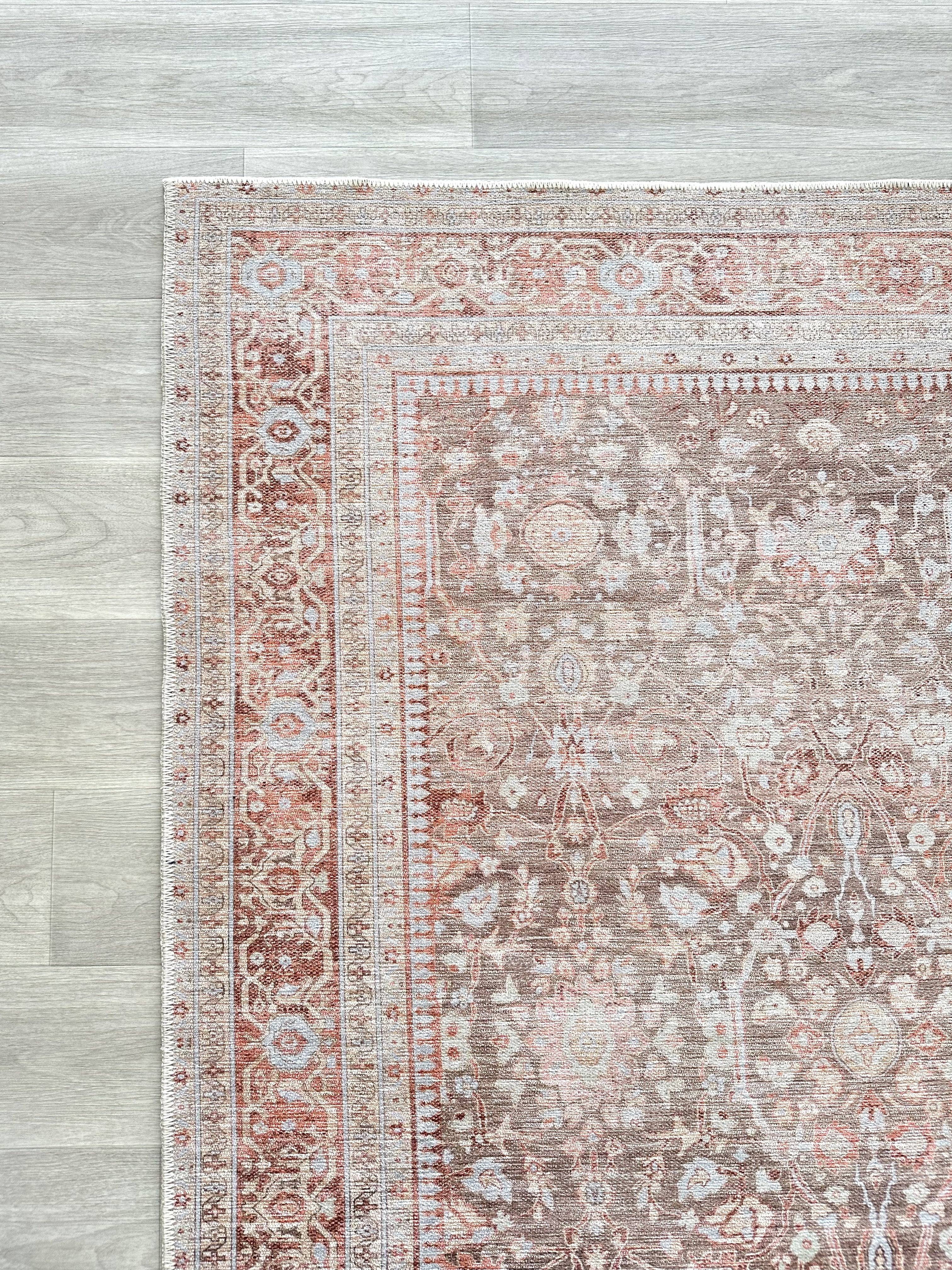 Eskitme Dokulu Kiremit ve Toprak Tonlu Vintage Halı - AR860TT