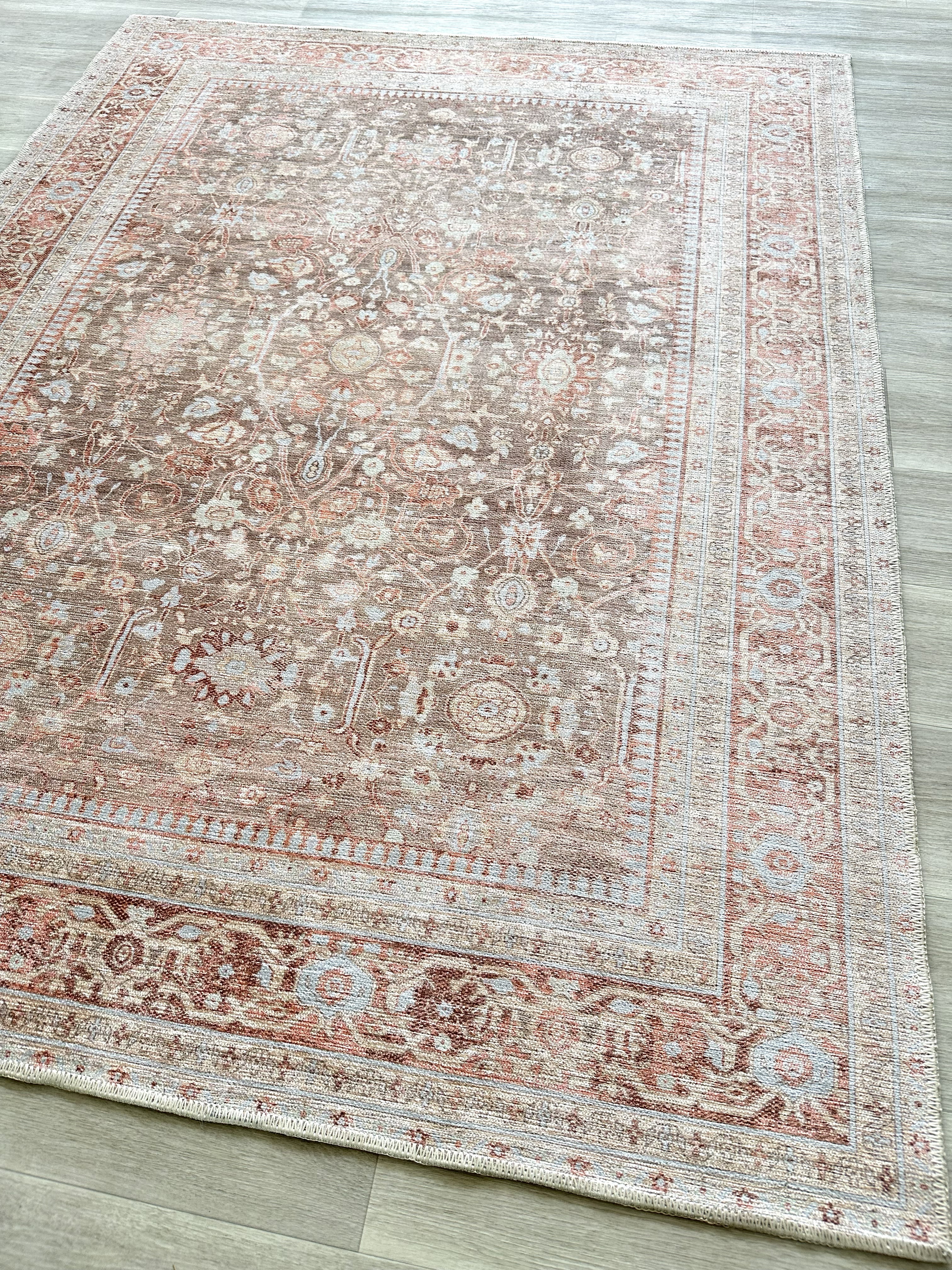 Eskitme Dokulu Kiremit ve Toprak Tonlu Vintage Halı - AR860TT