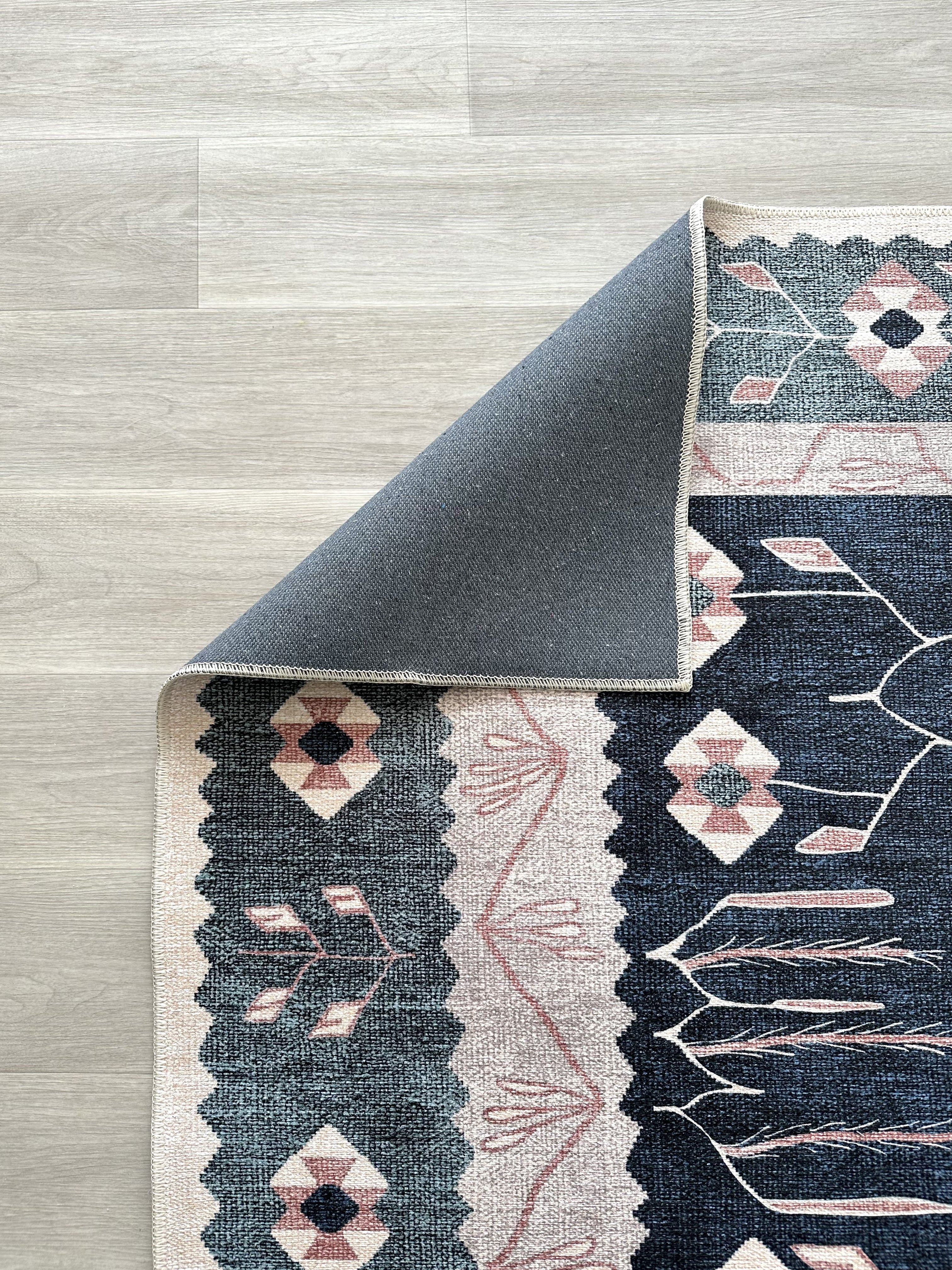 Uşak Blue Red Vintage Kilim Carpet