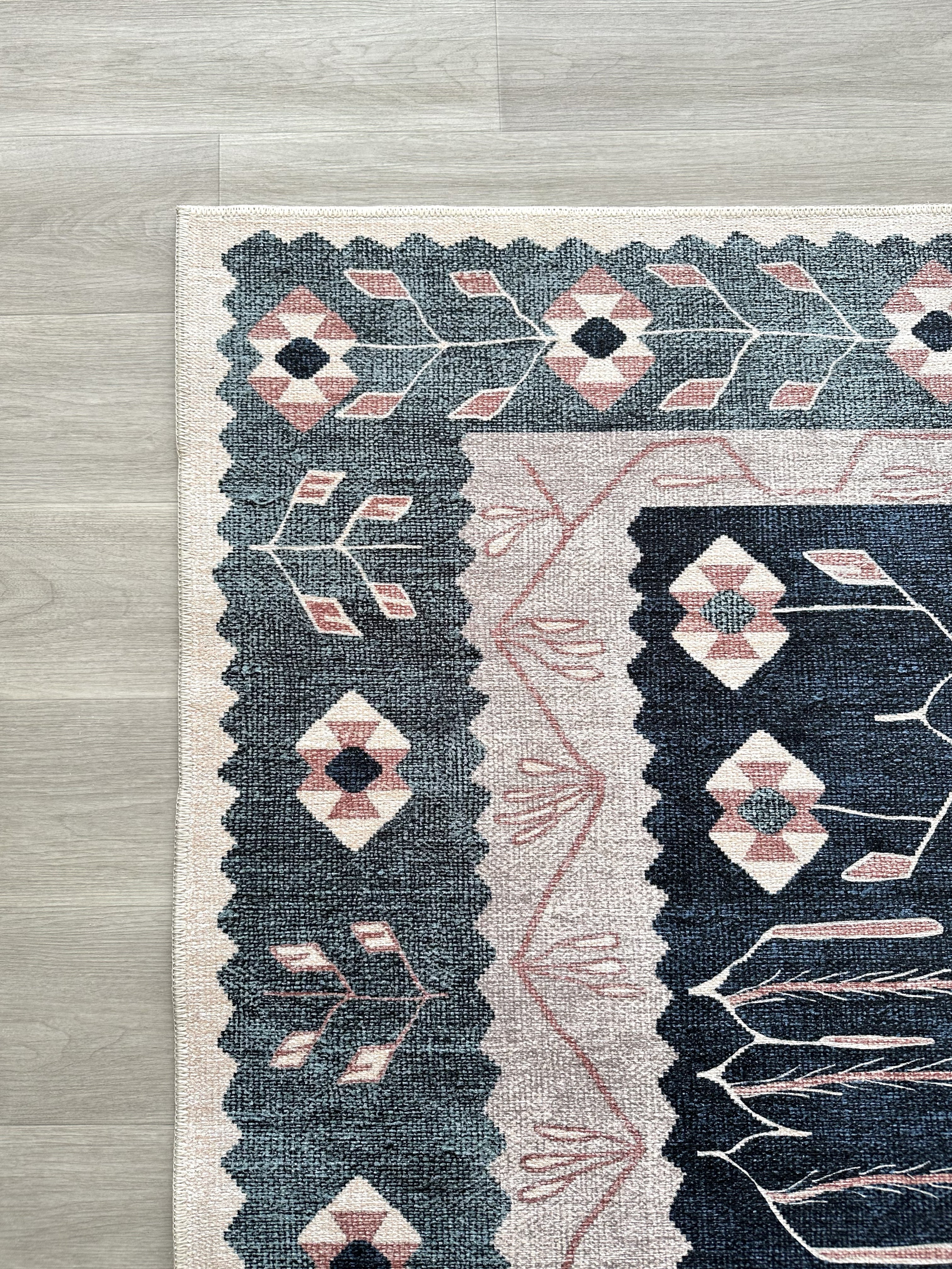 Uşak Blue Red Vintage Kilim Carpet