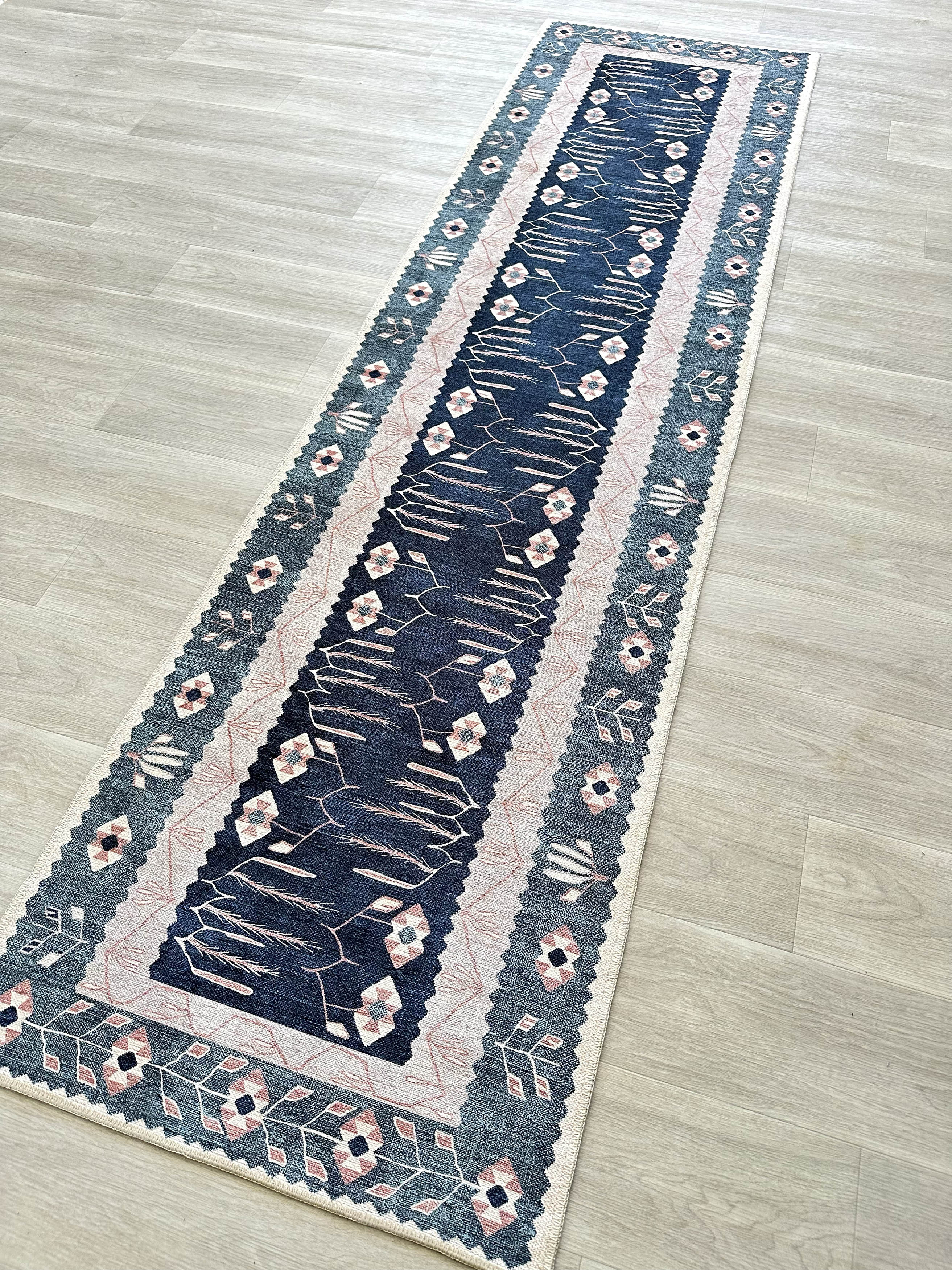 Uşak Blue Red Vintage Kilim Carpet