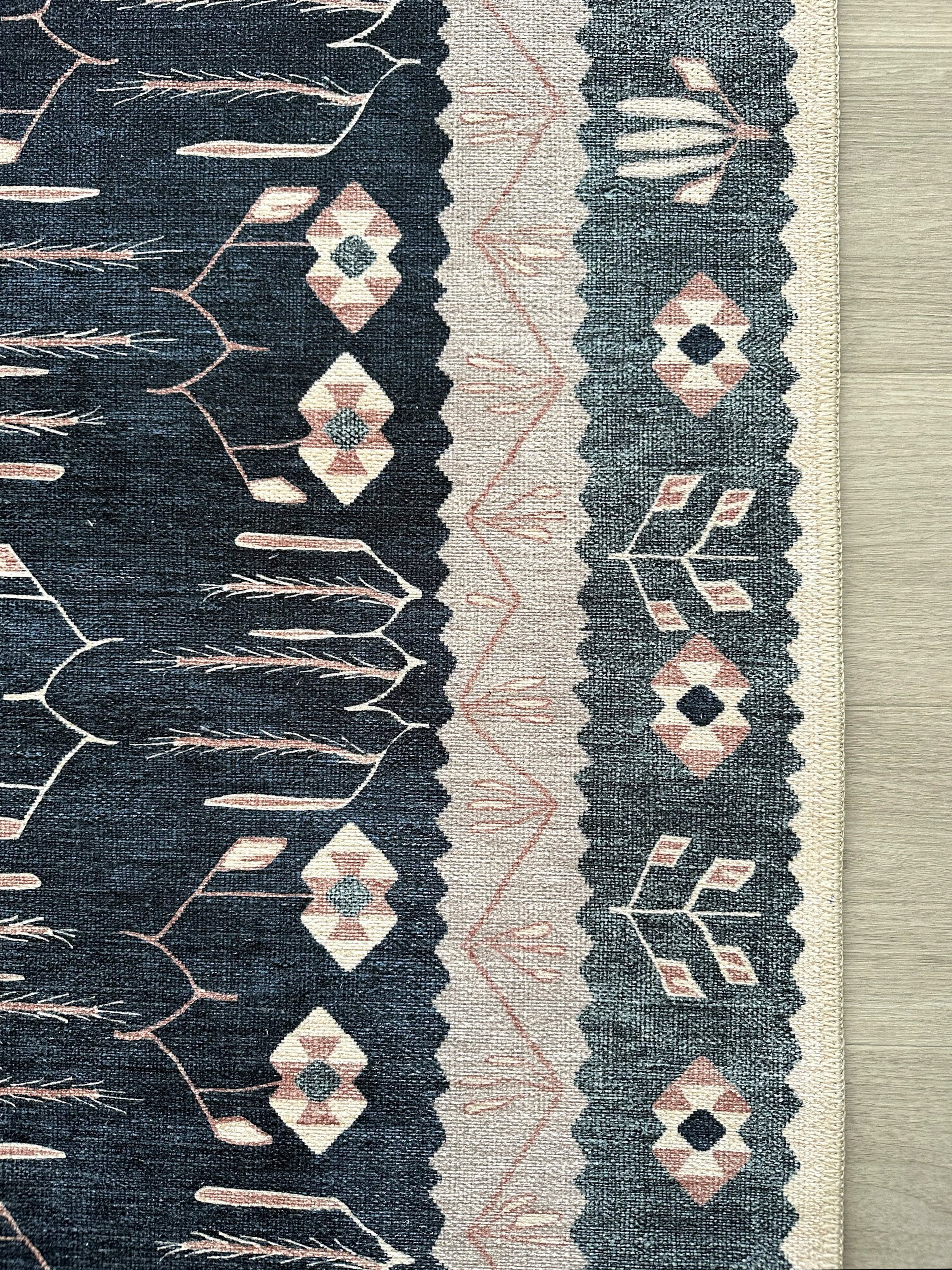 Uşak Blue Red Vintage Kilim Carpet
