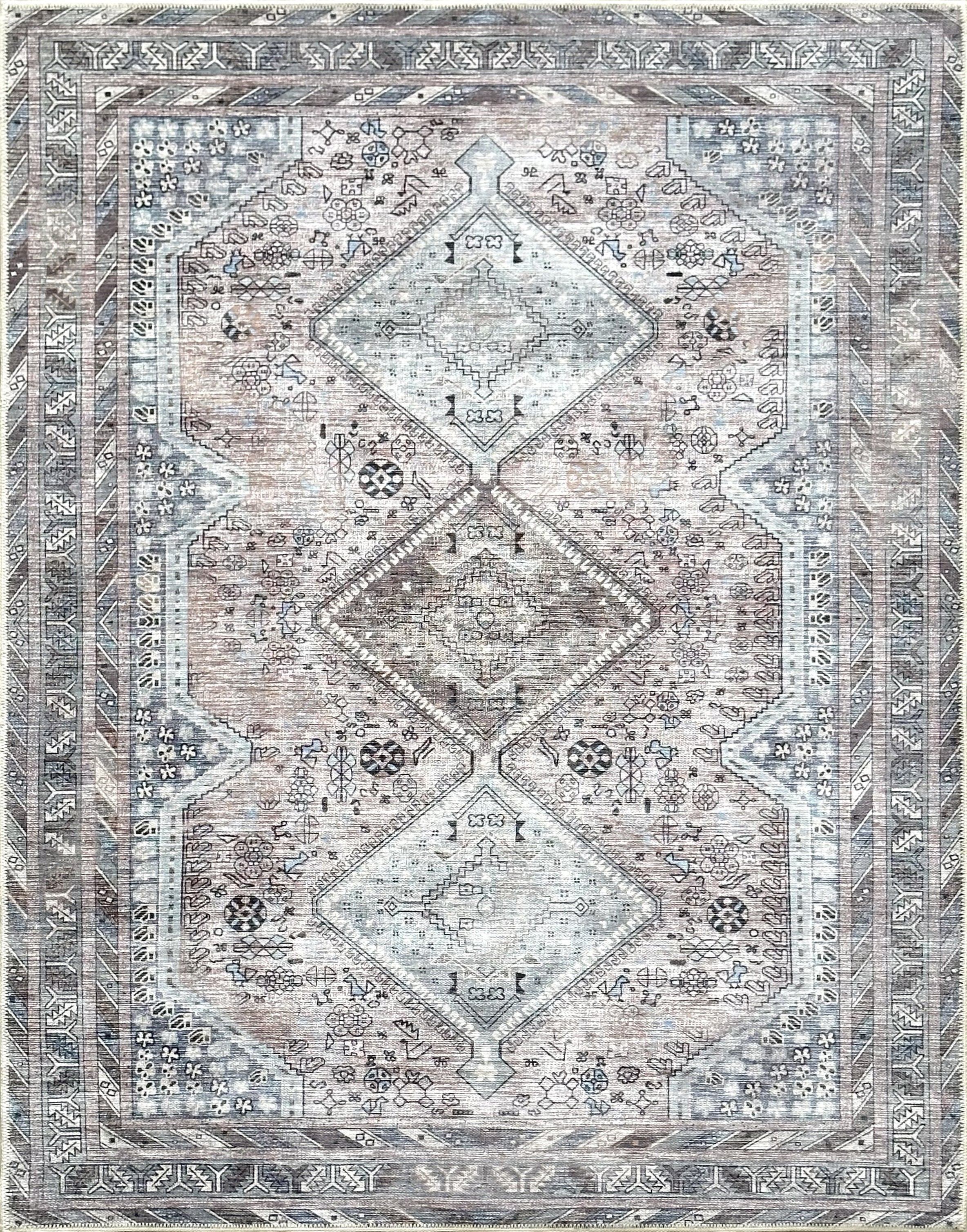 Uşak Blue Red Vintage Kilim Carpet