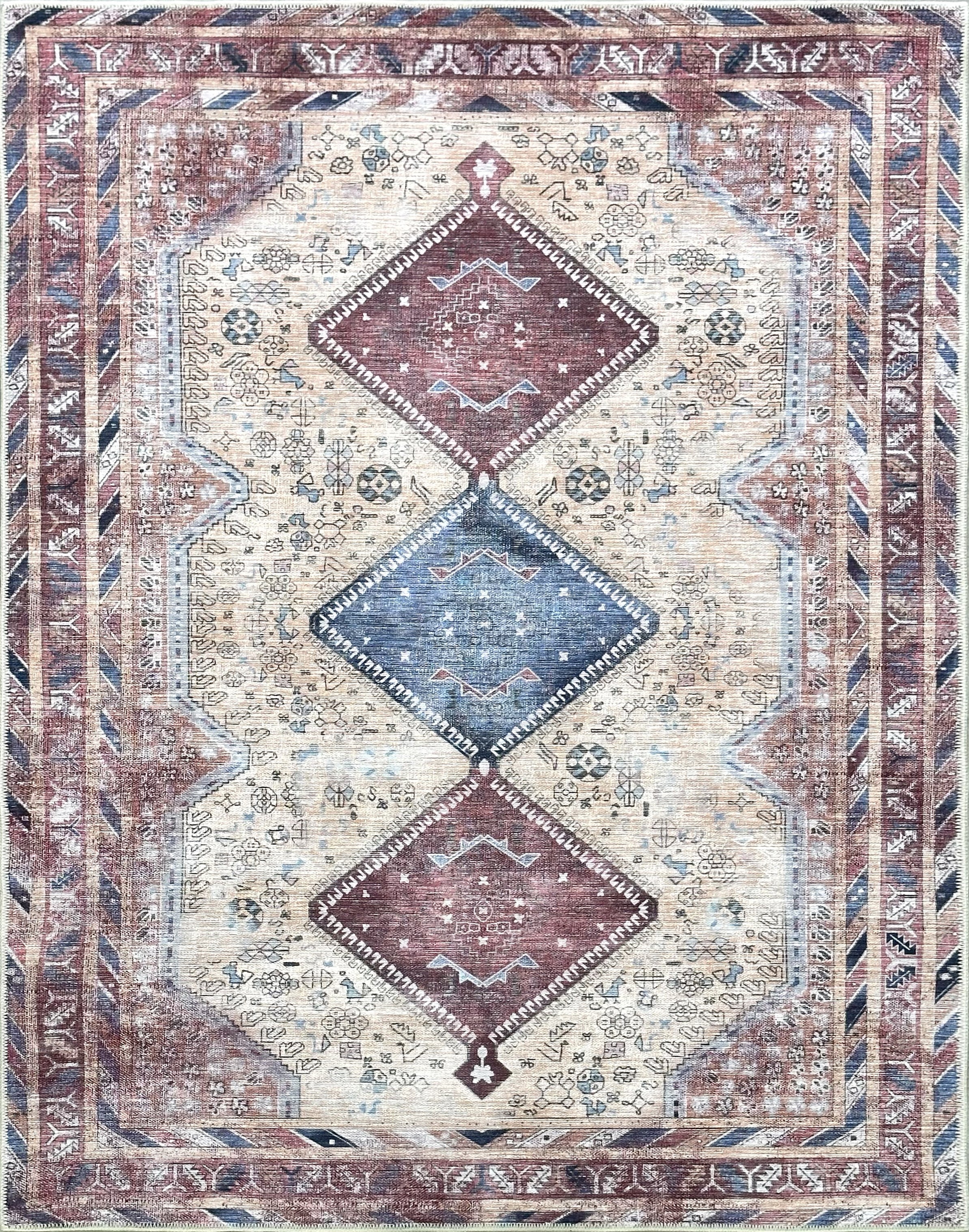 Uşak Blue Red Vintage Kilim Carpet