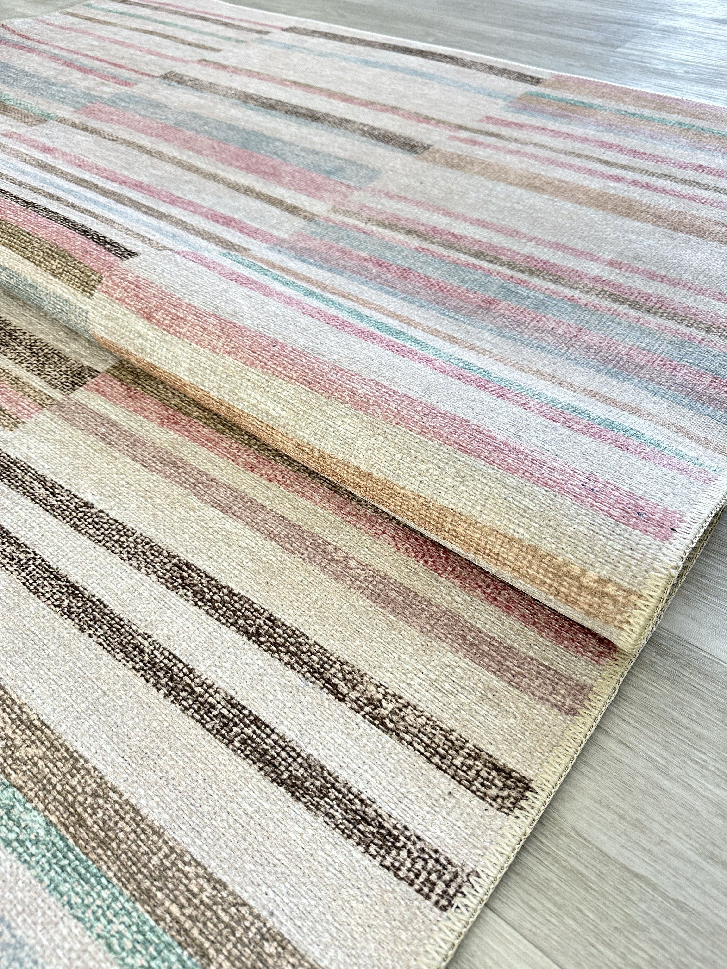 Uşak Blue Red Vintage Kilim Carpet