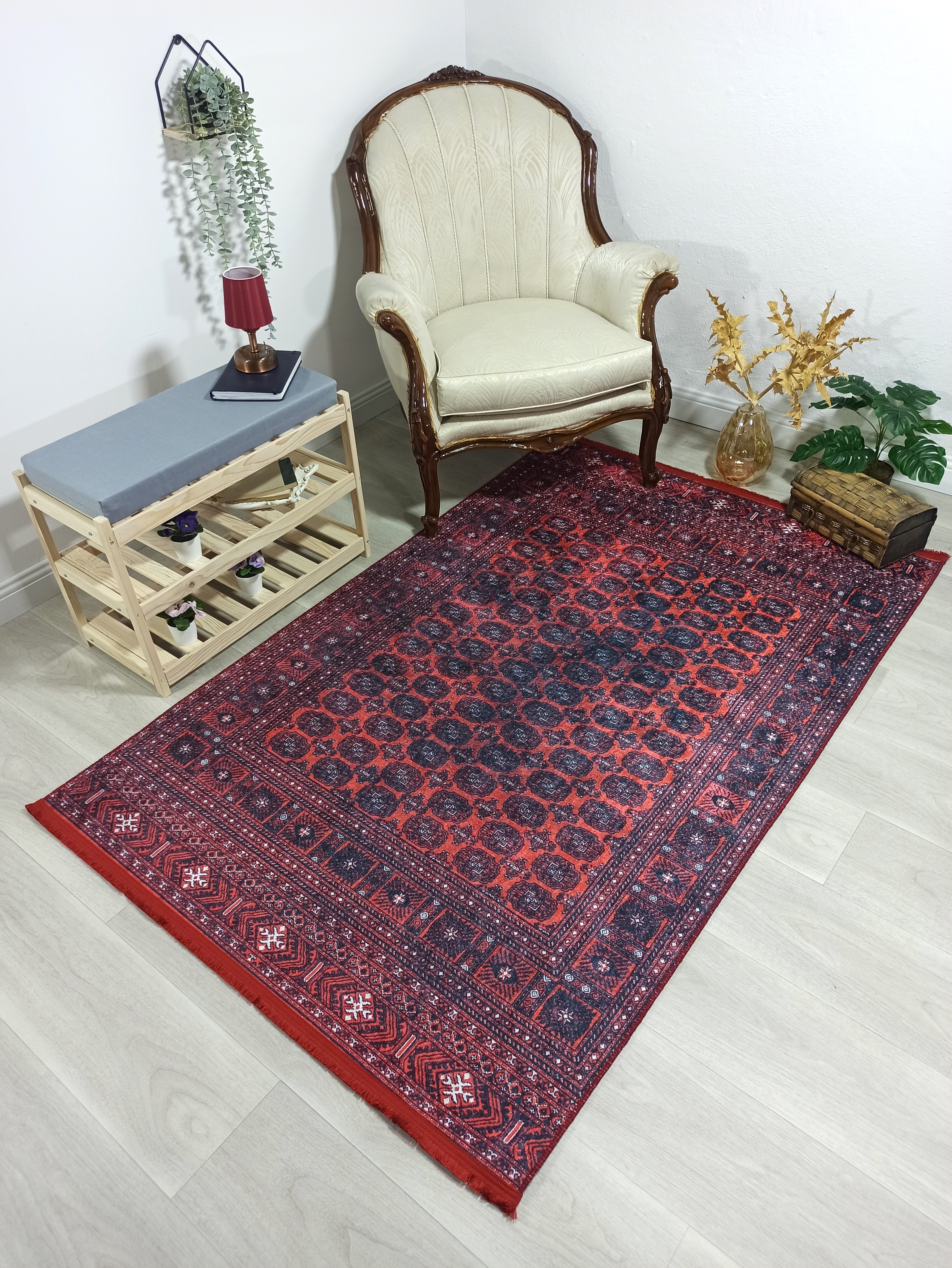 Pale Pink Cream Beige Geometric Patterned Kilim Rug