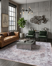 Eskitme Madalyon Desenli Kiremit ve Gri Vintage Halı - AR0997TW