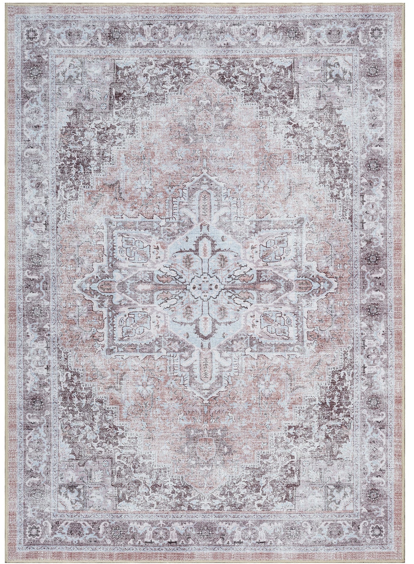 Uşak Blue Red Vintage Kilim Carpet