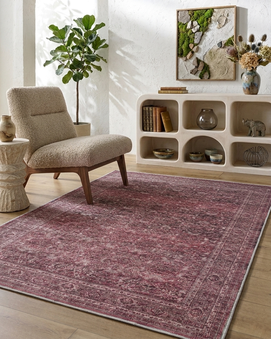 Uşak Blue Red Vintage Kilim Carpet