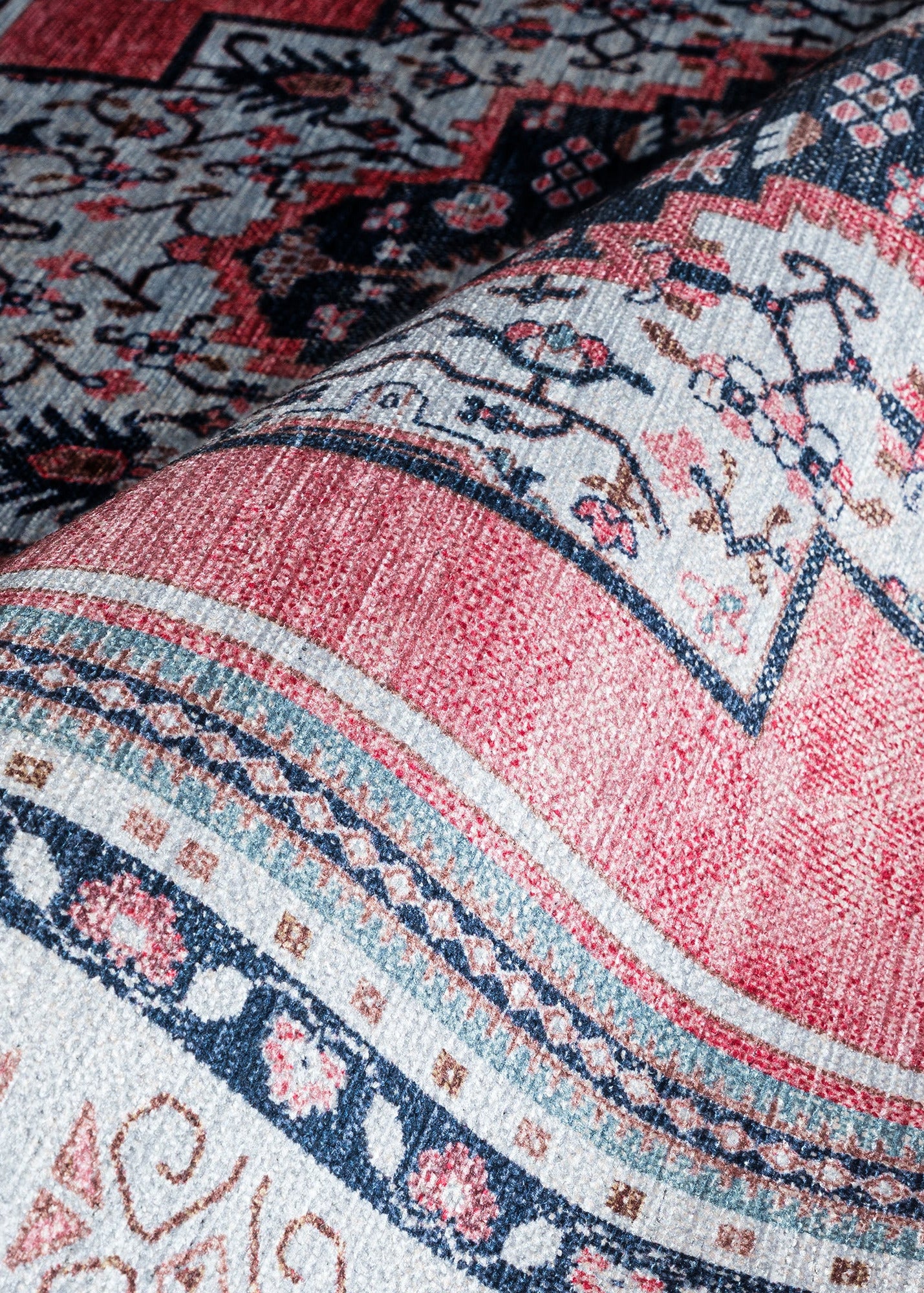 Uşak Blue Red Vintage Kilim Carpet