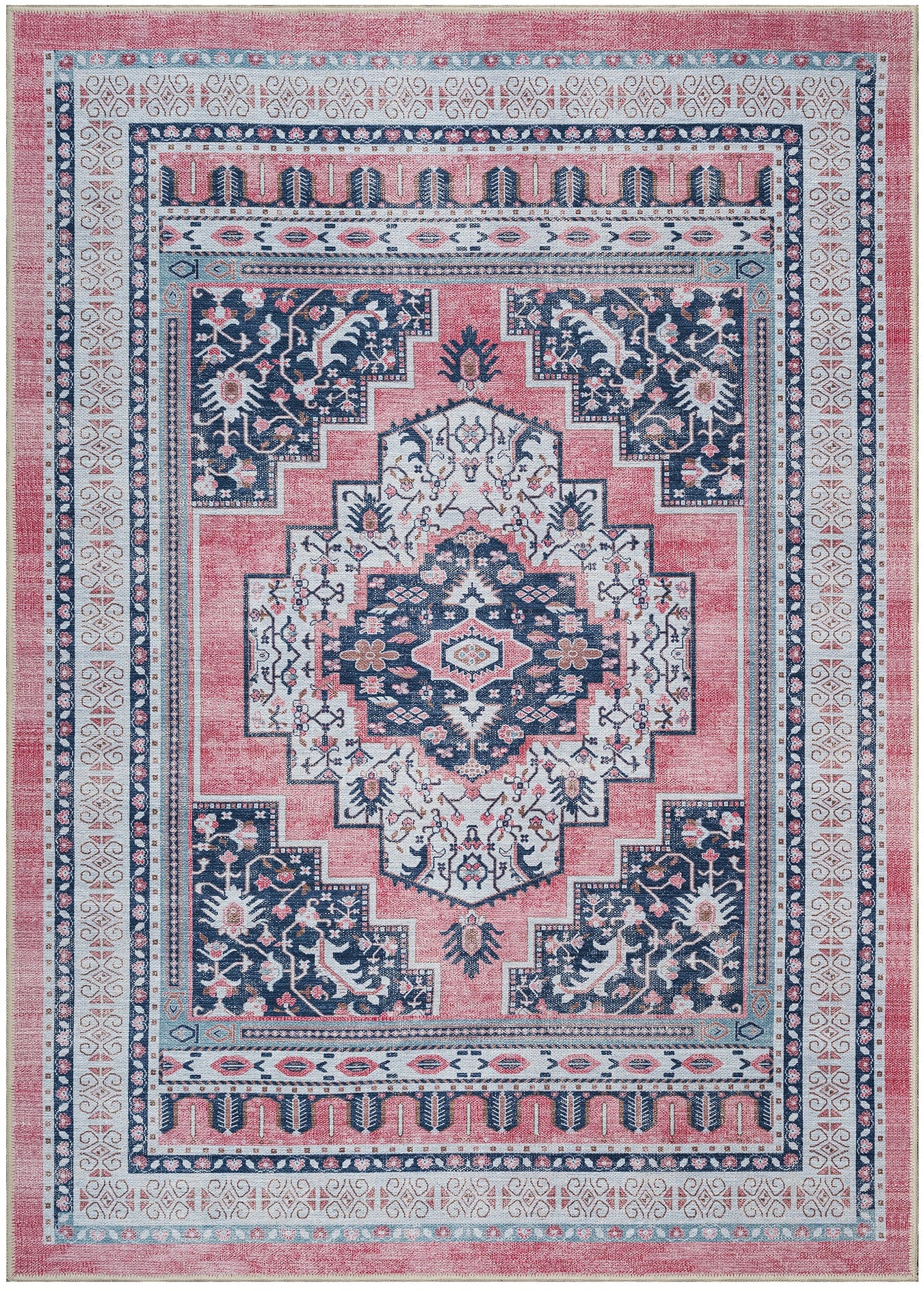 Uşak Blue Red Vintage Kilim Carpet