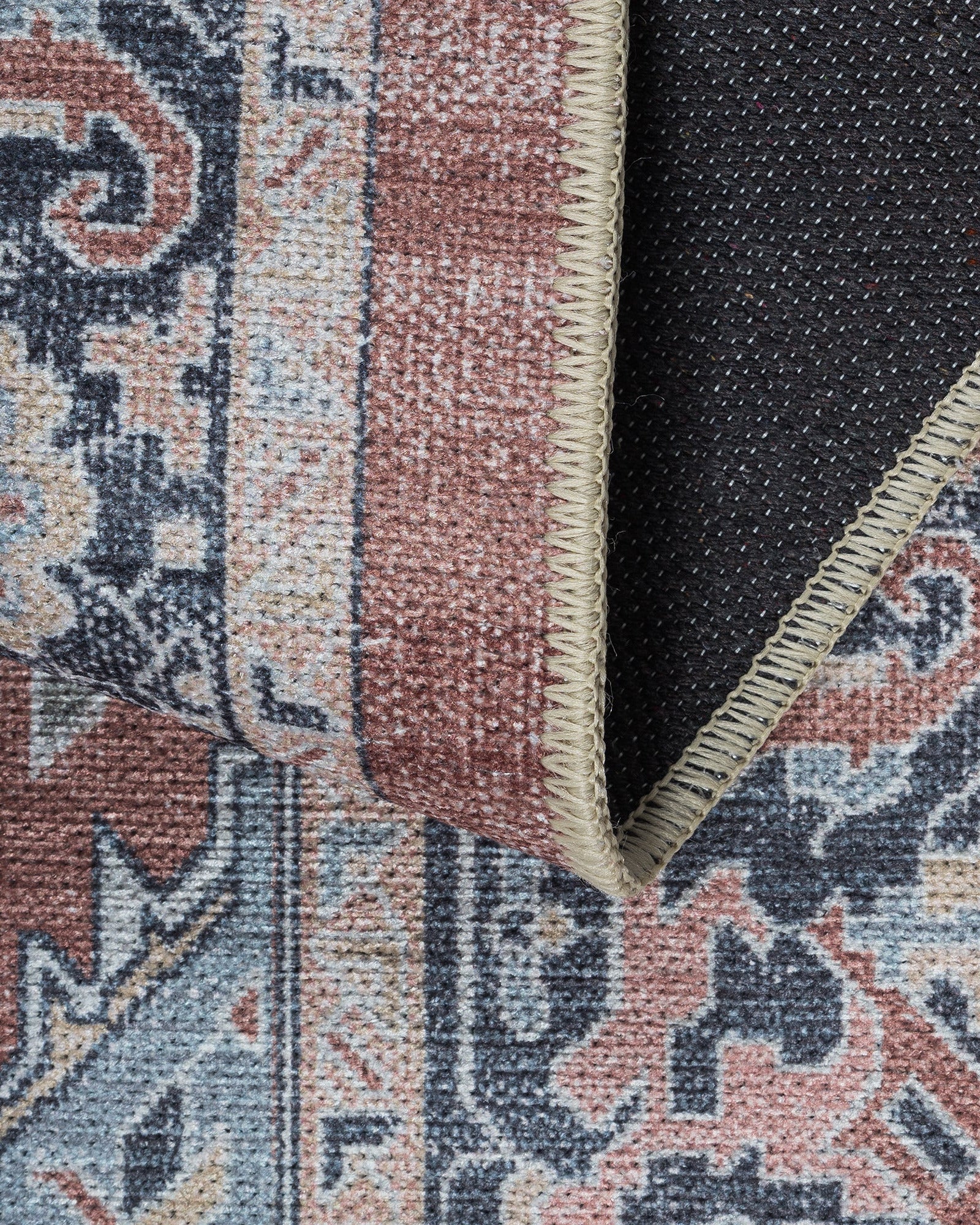 Uşak Blue Red Vintage Kilim Carpet