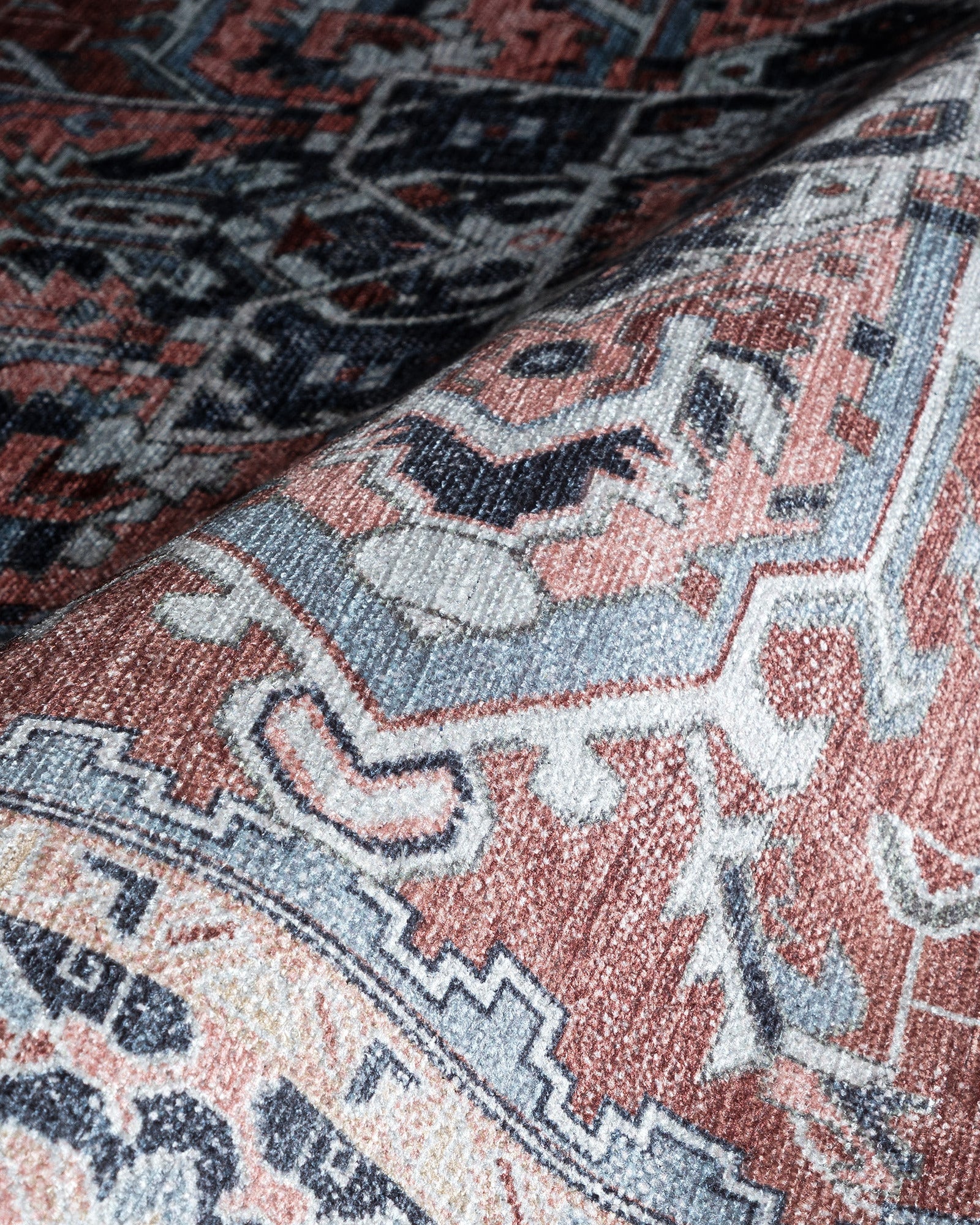 Uşak Blue Red Vintage Kilim Carpet