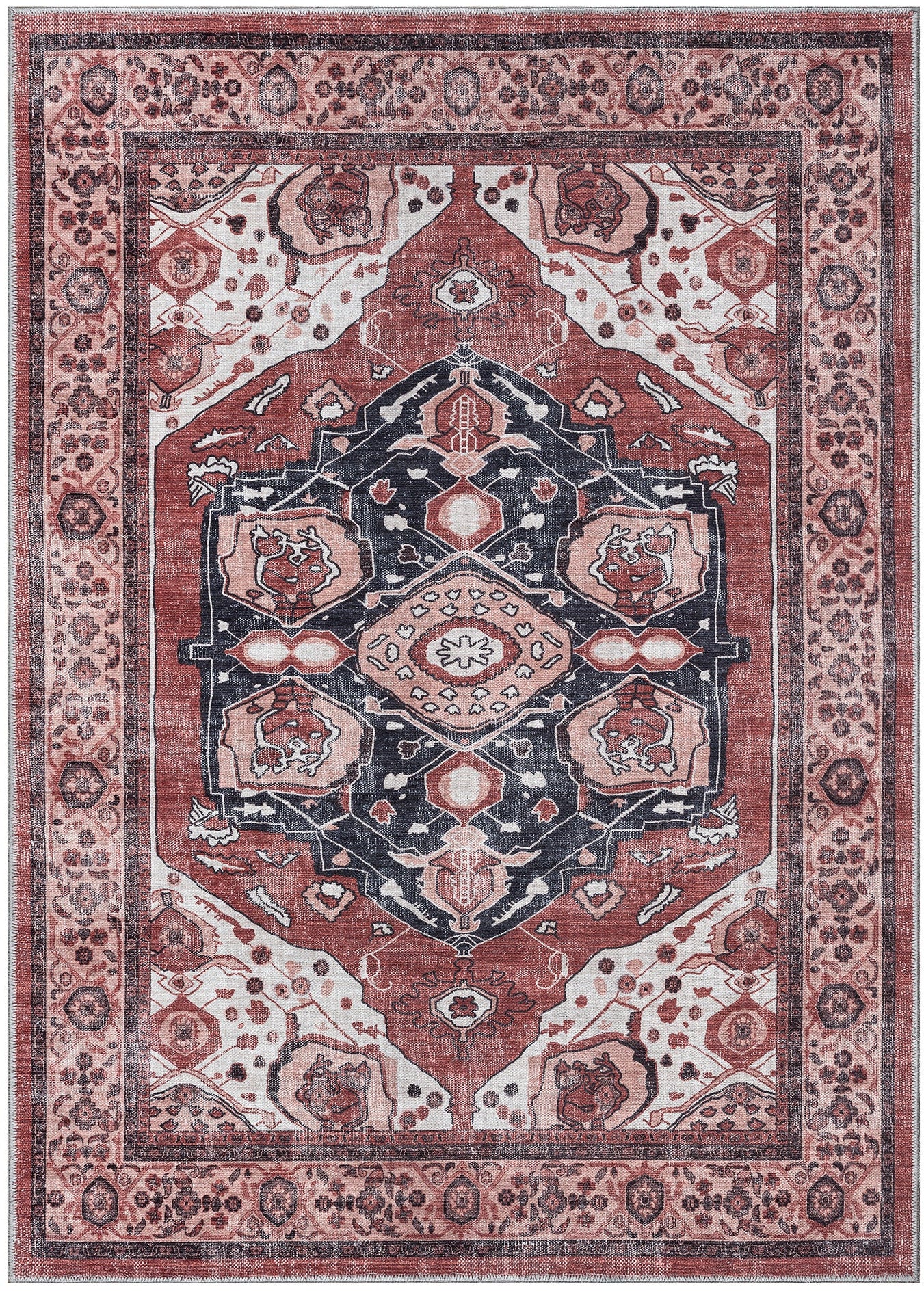 Uşak Blue Red Vintage Kilim Carpet